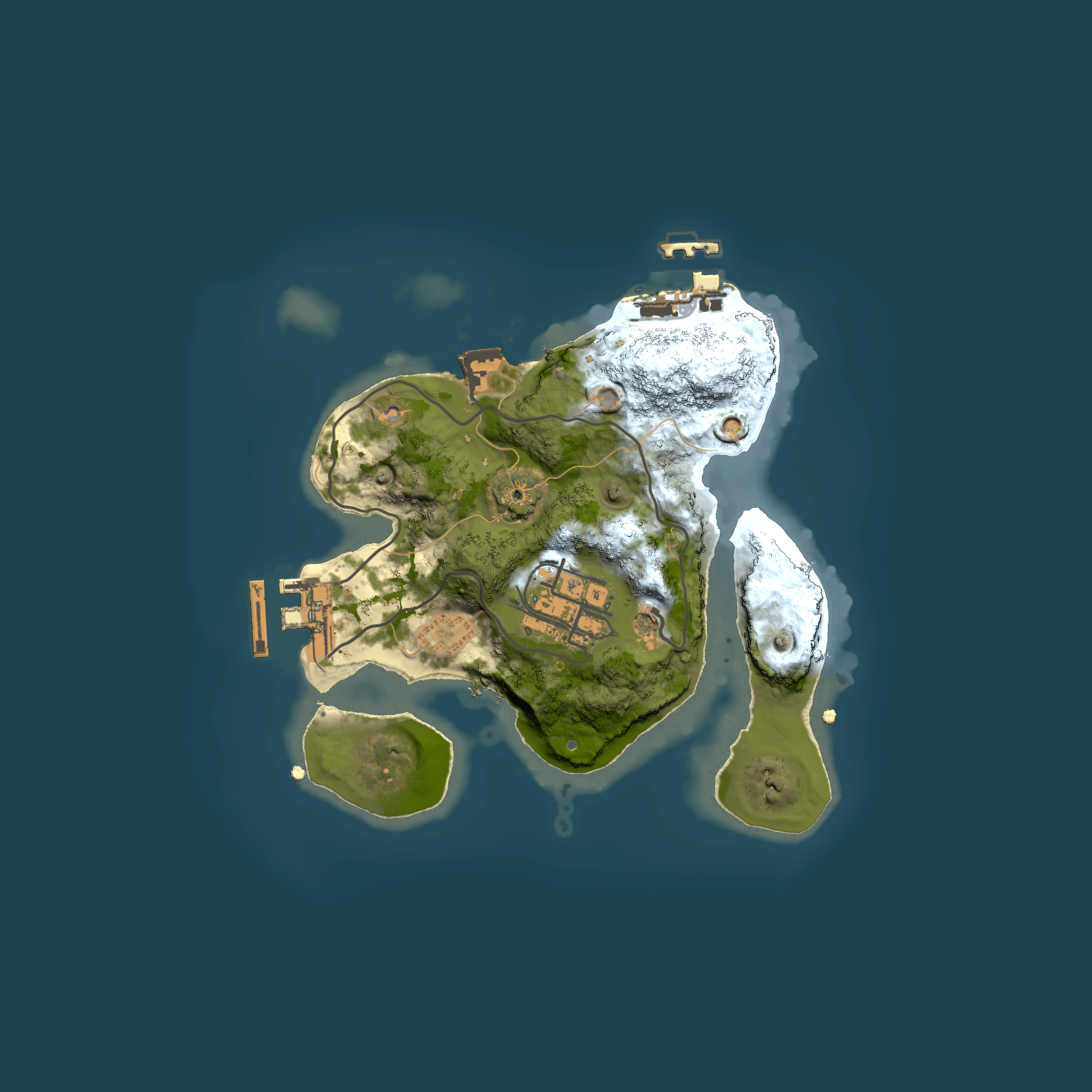 Full top-down render of Rust map seed 2043390243, 2000x2000m