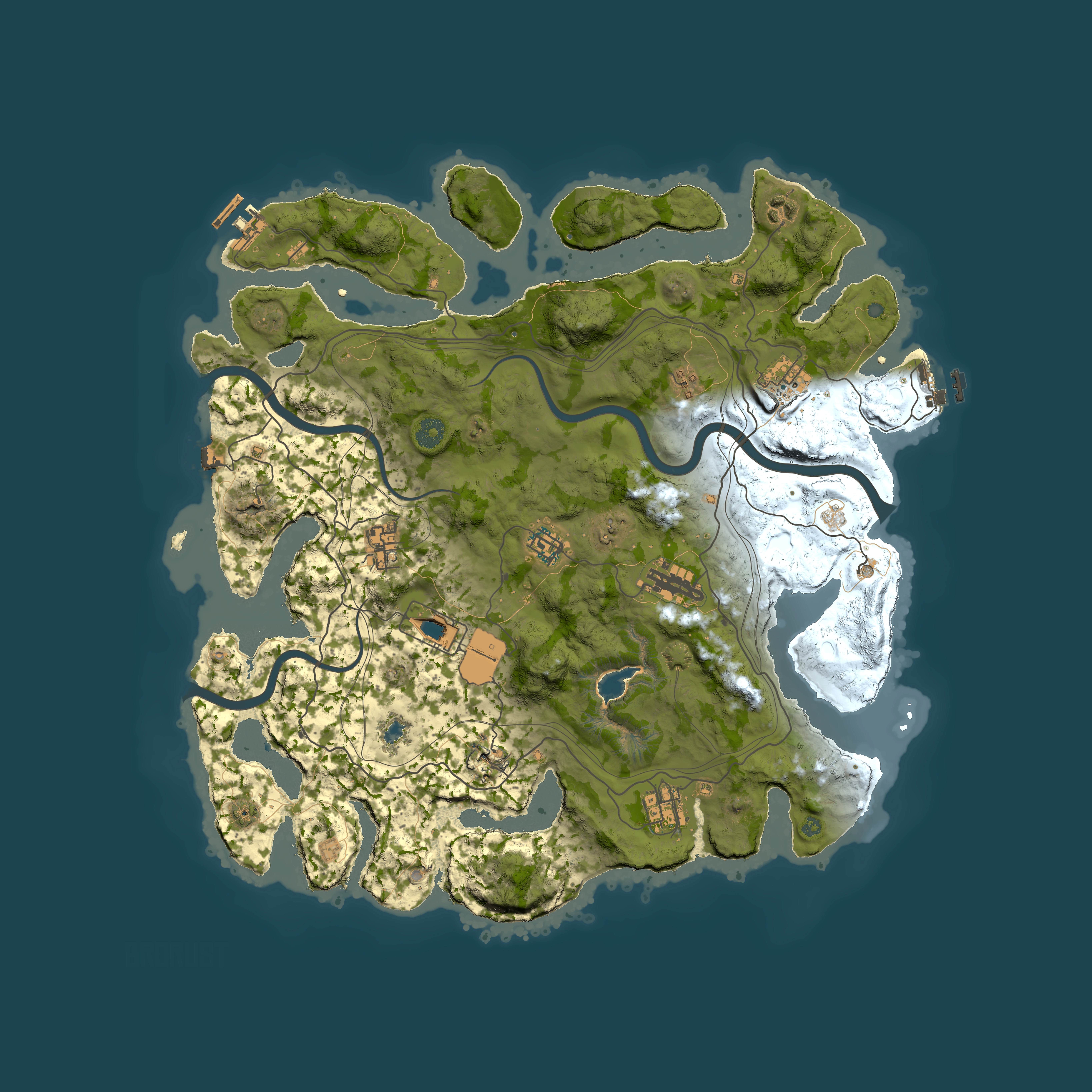 Full top-down render of Rust map seed 31310, 4200x4200m