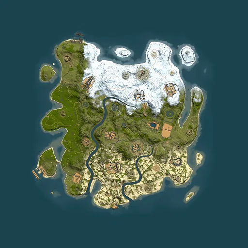 Rust map seed 0, 3650x3650m top-down preview