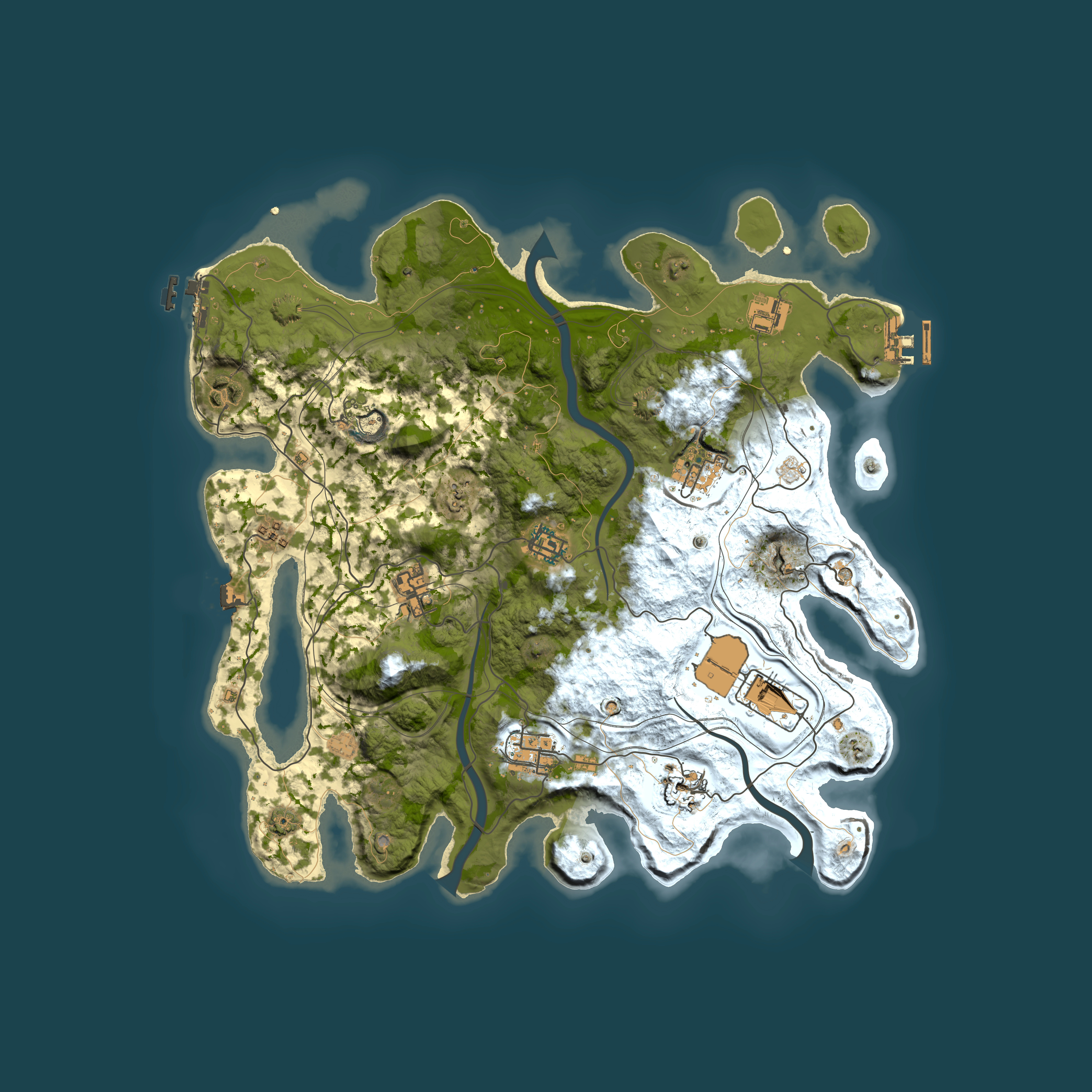 Full top-down render of Rust map seed 1337, 3850x3850m