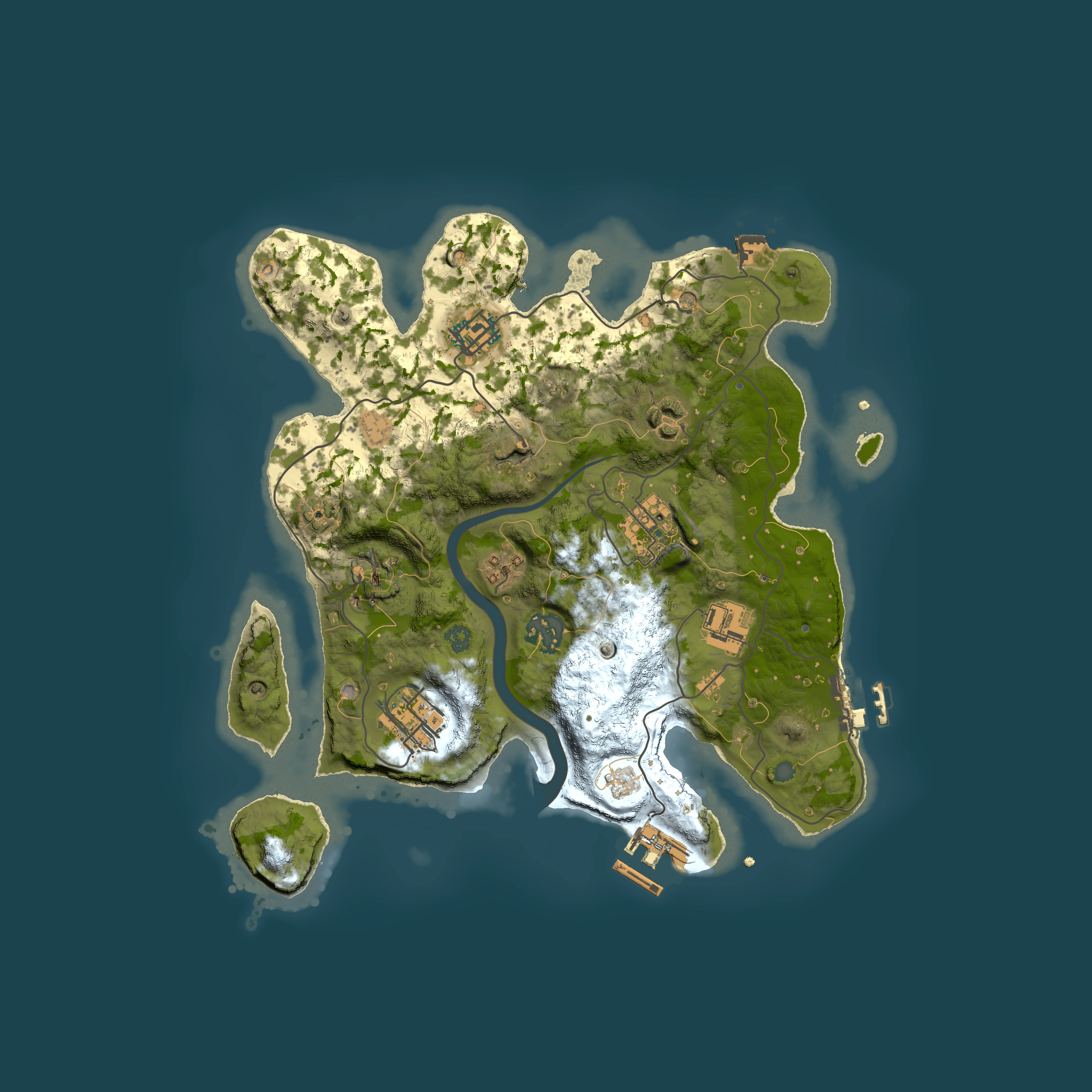 Full top-down render of Rust map seed 1152500555, 3000x3000m