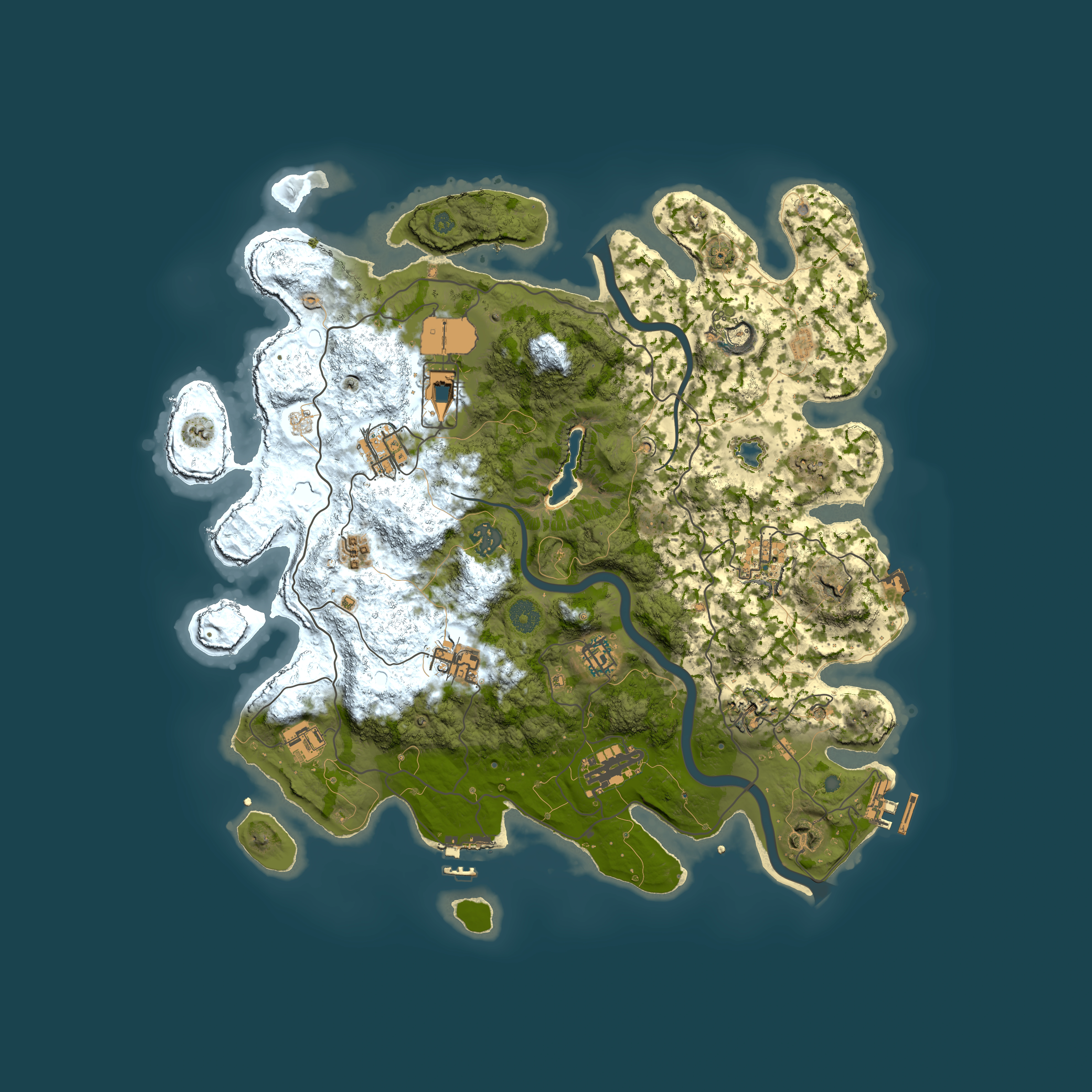 Full top-down render of Rust map seed 1955052438, 4000x4000m