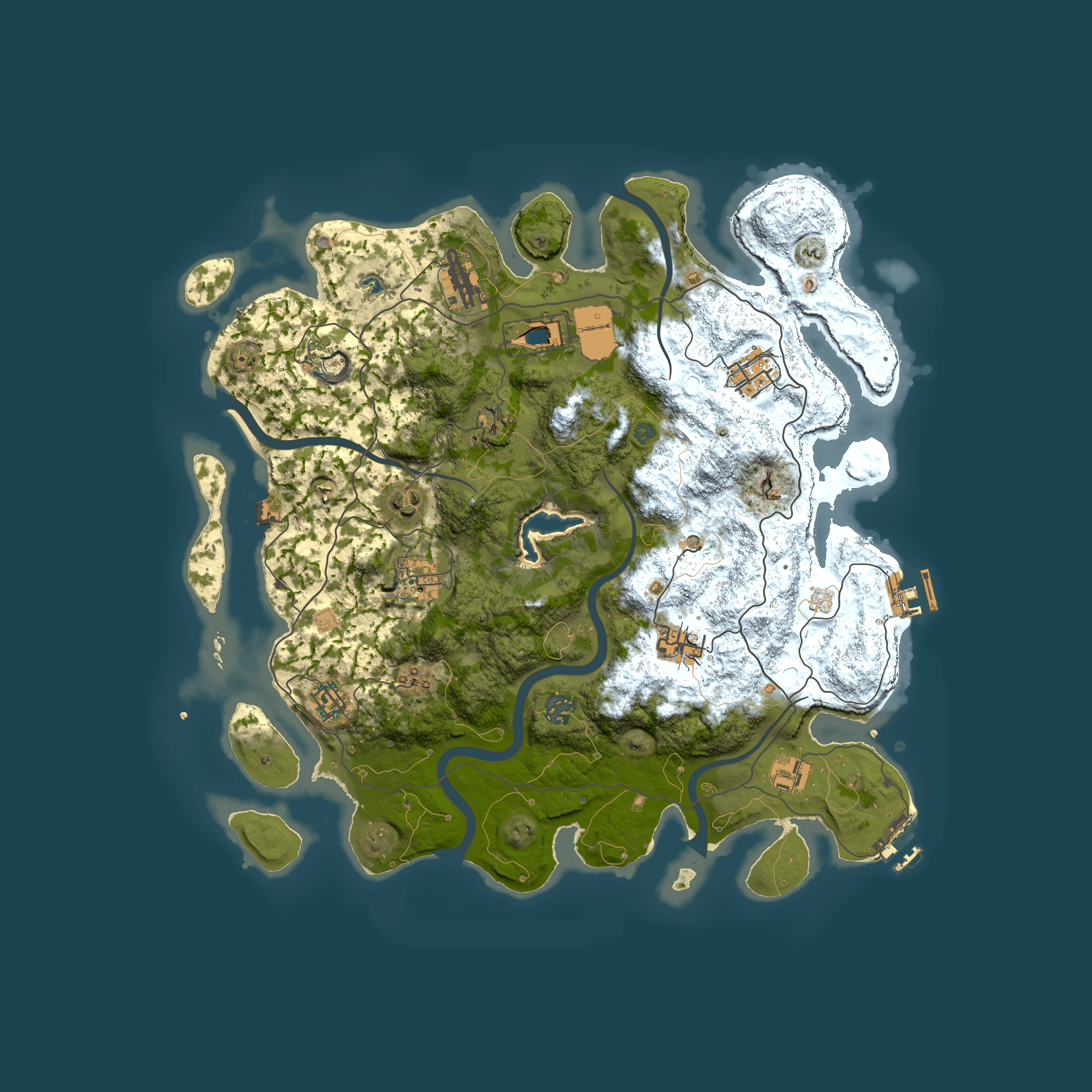 Full top-down render of Rust map seed 1433934903, 4000x4000m