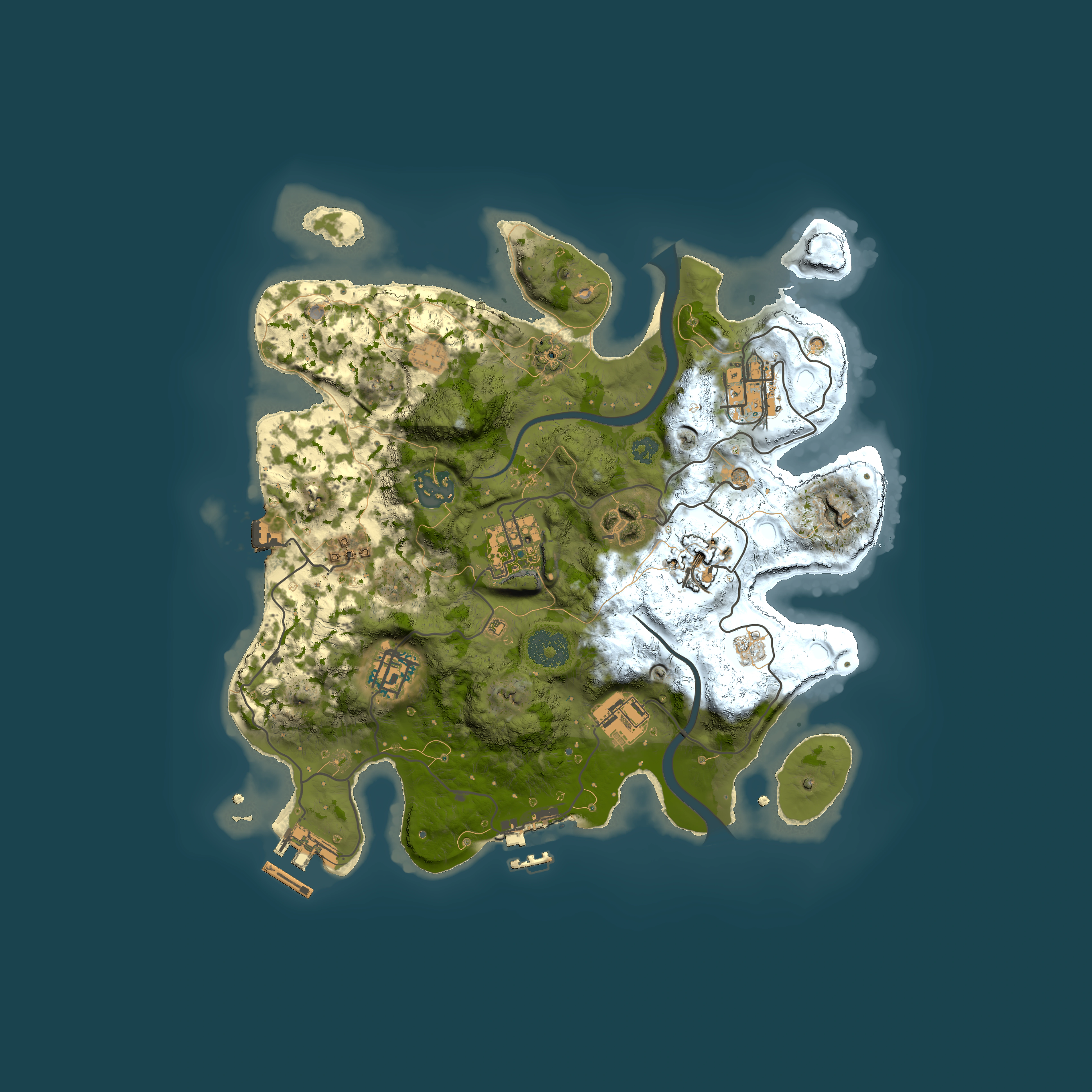 Full top-down render of Rust map seed 162183632, 3000x3000m