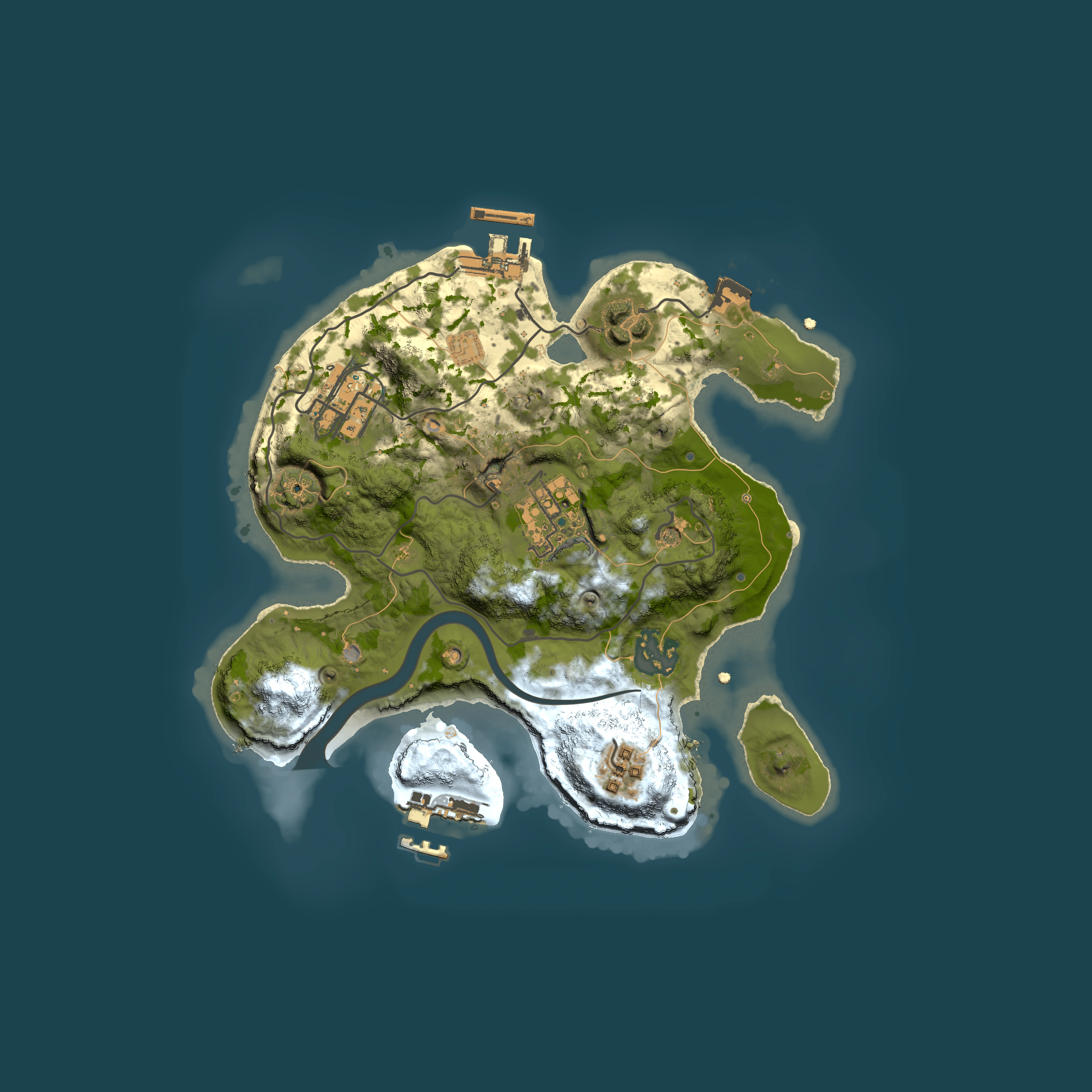 Full top-down render of Rust map seed 1689813048, 2500x2500m