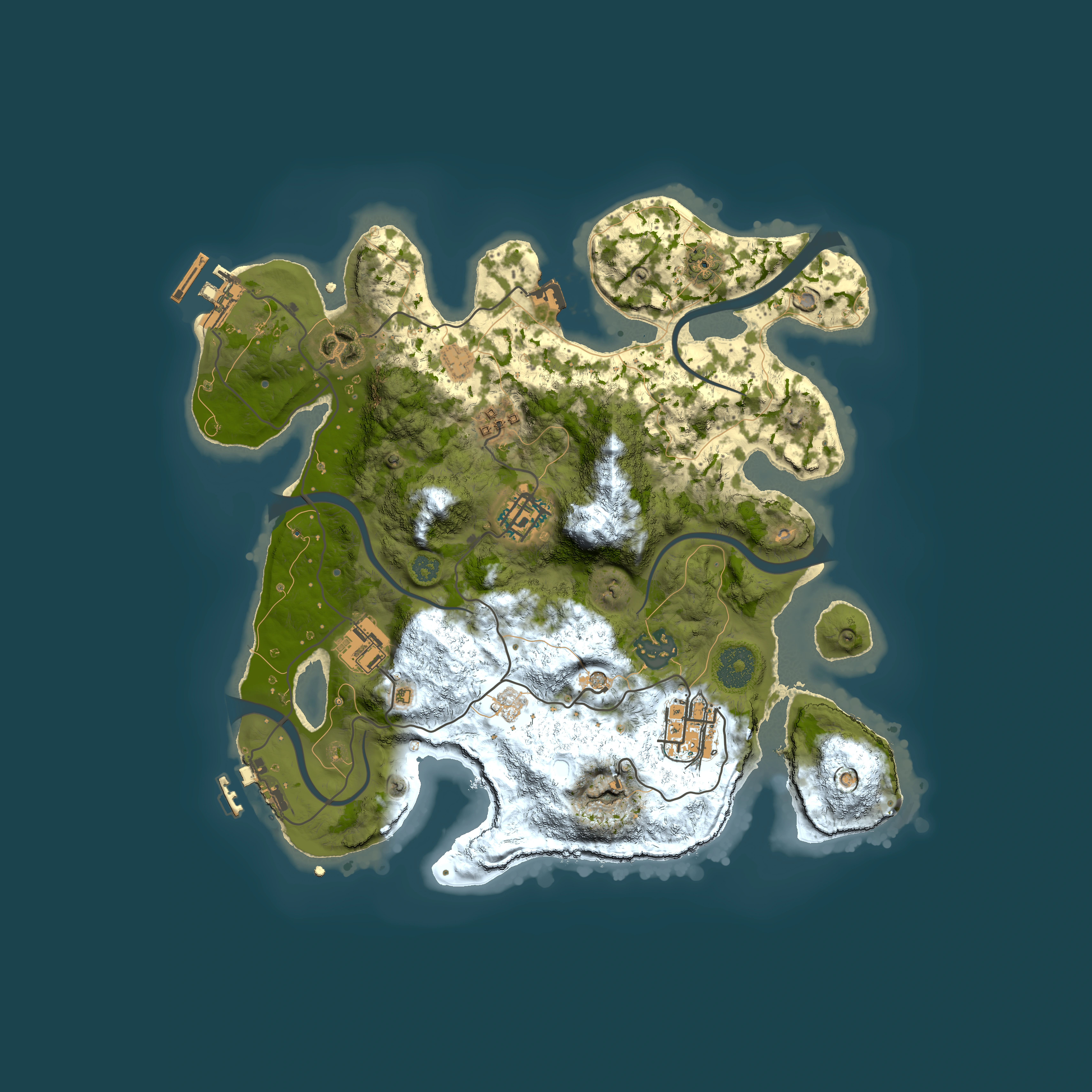 Full top-down render of Rust map seed 145199357, 3000x3000m