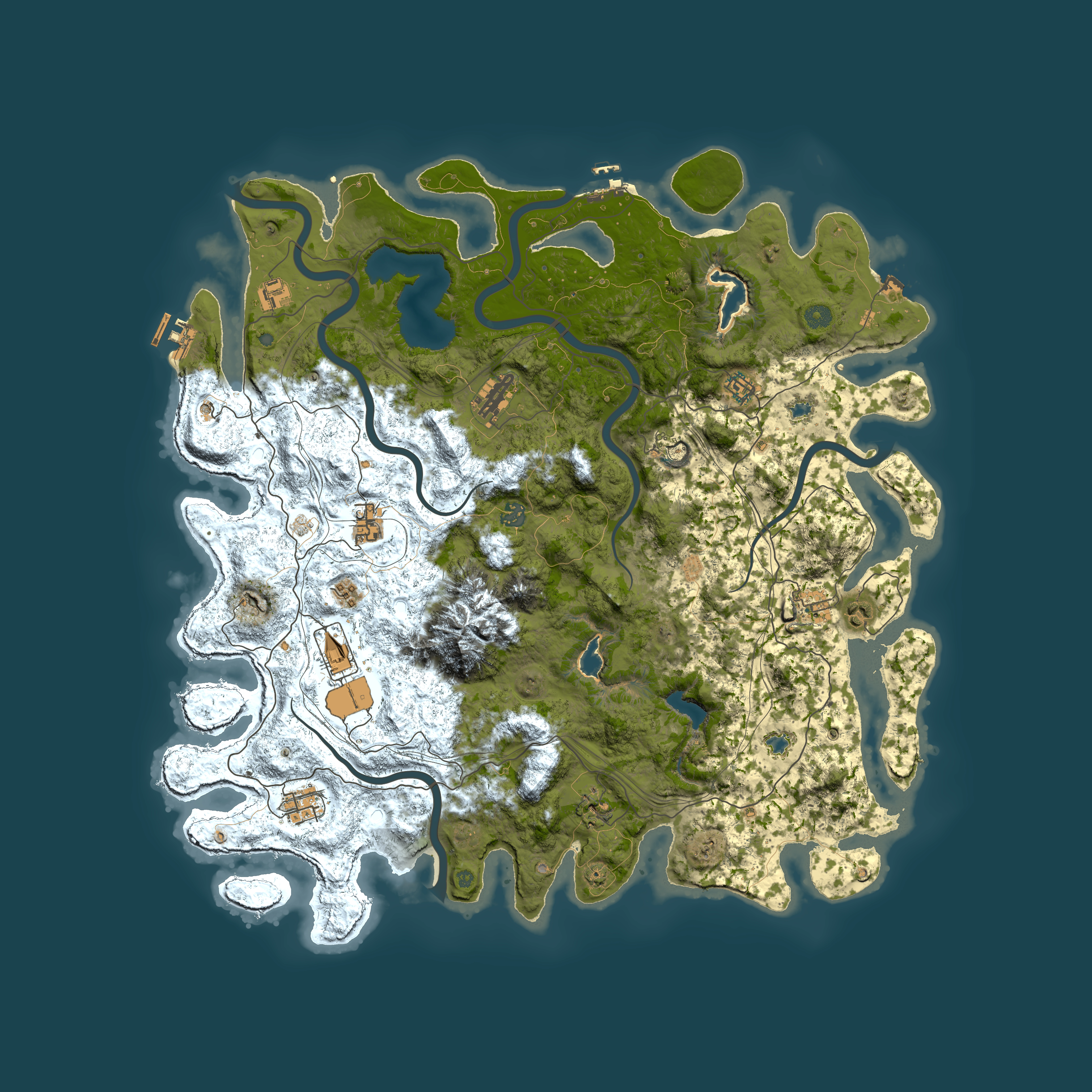 Full top-down render of Rust map seed 1993426583, 5000x5000m