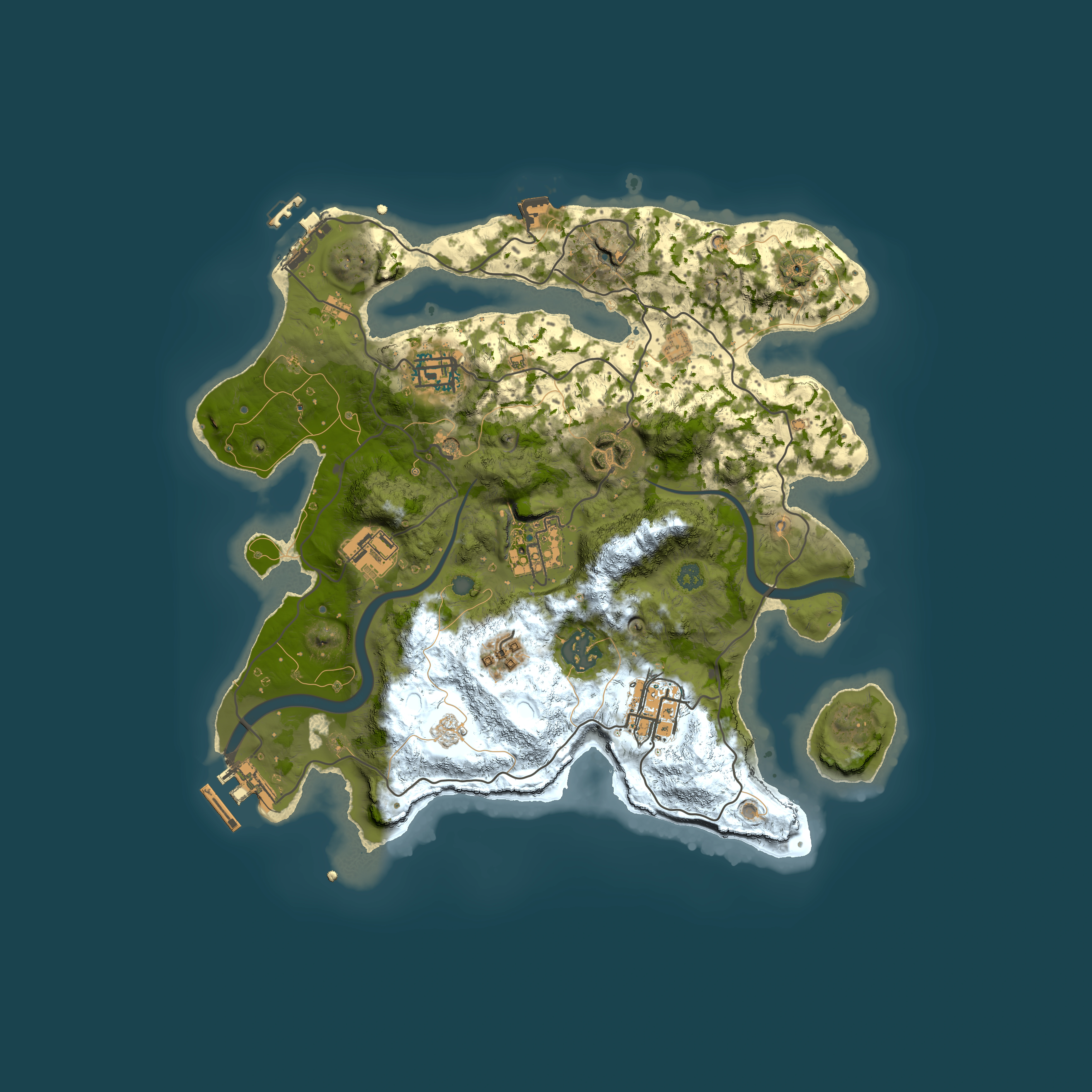 Full top-down render of Rust map seed 758522775, 3000x3000m
