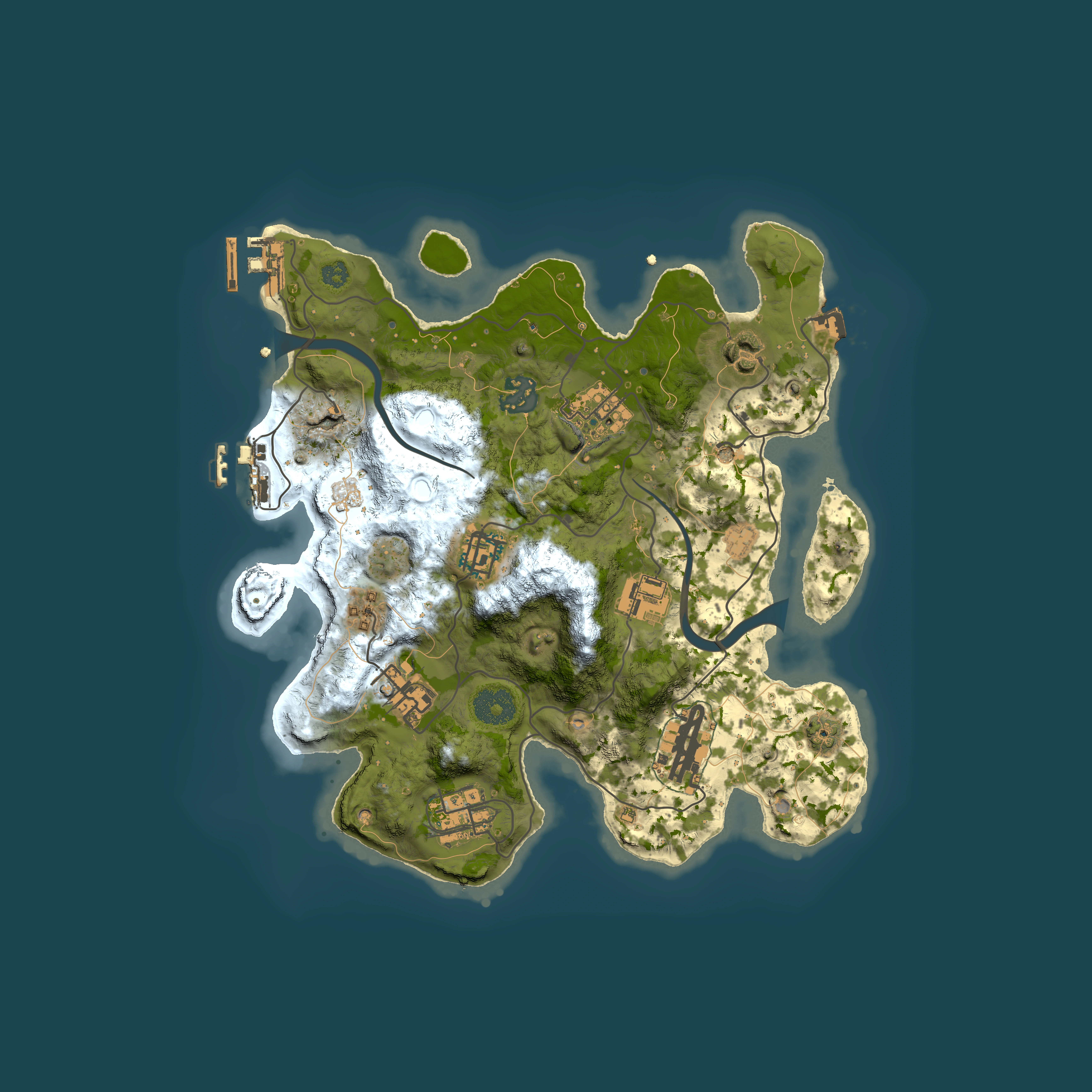 Full top-down render of Rust map seed 1397052181, 3000x3000m