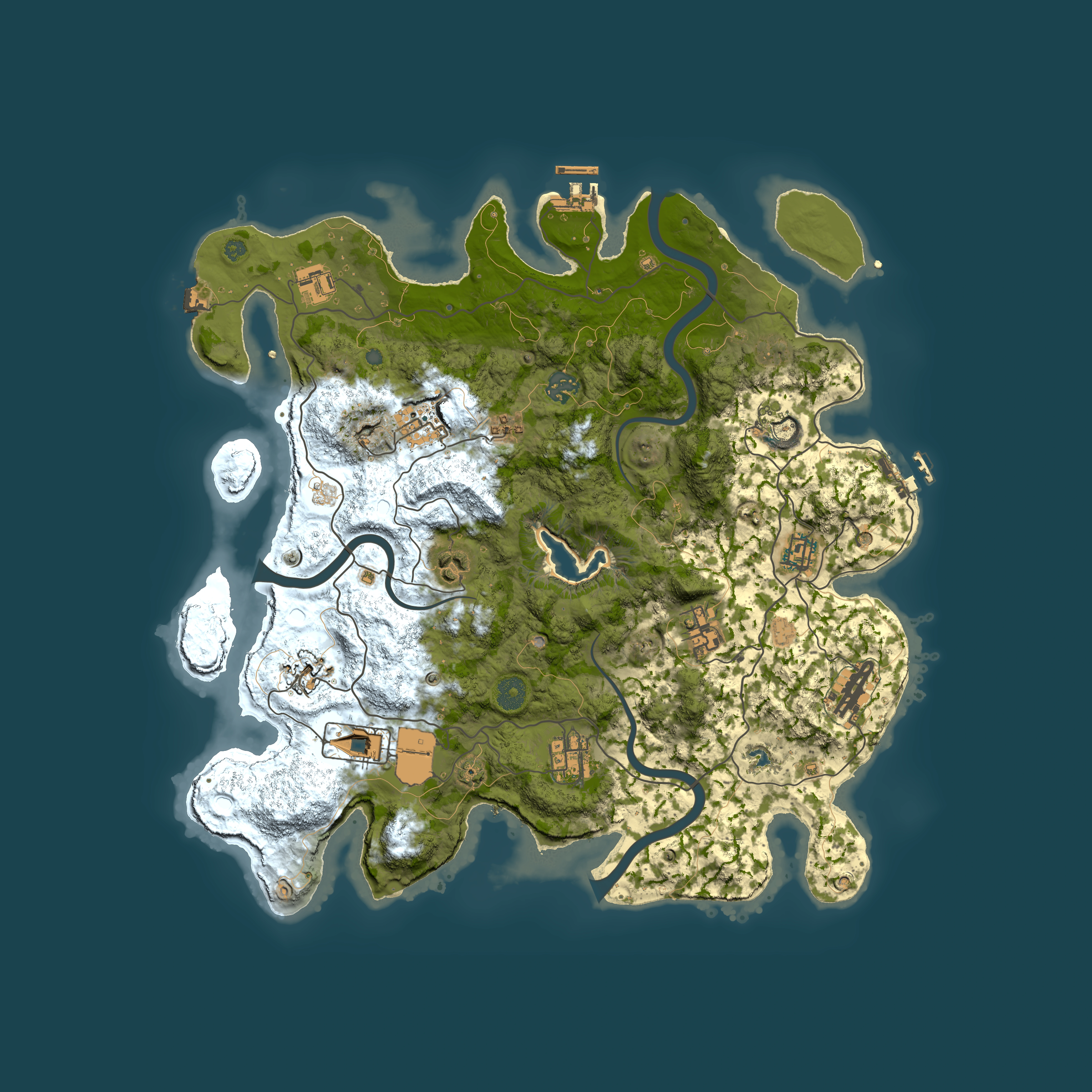 Full top-down render of Rust map seed 1264940142, 4000x4000m