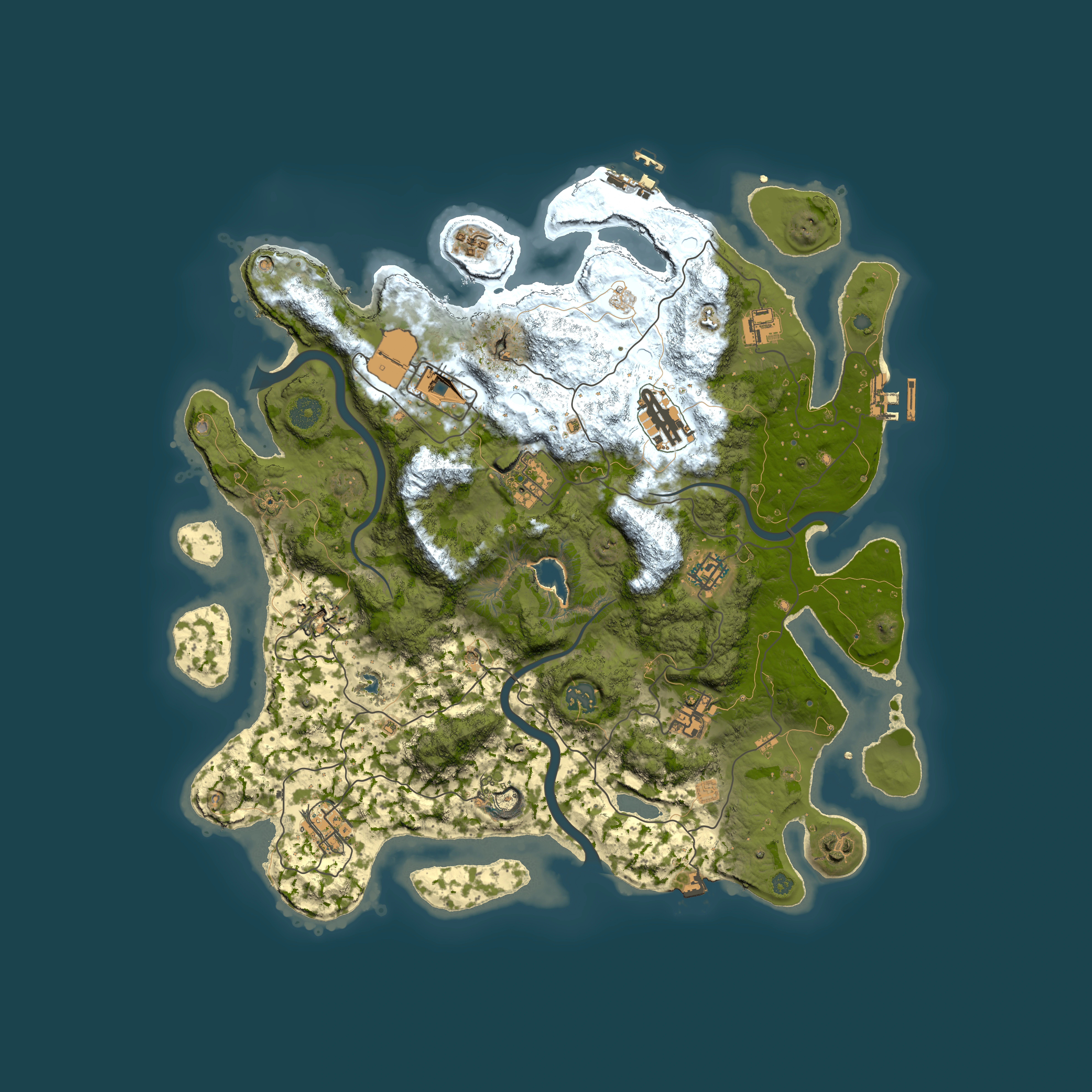 Full top-down render of Rust map seed 1614669061, 4000x4000m
