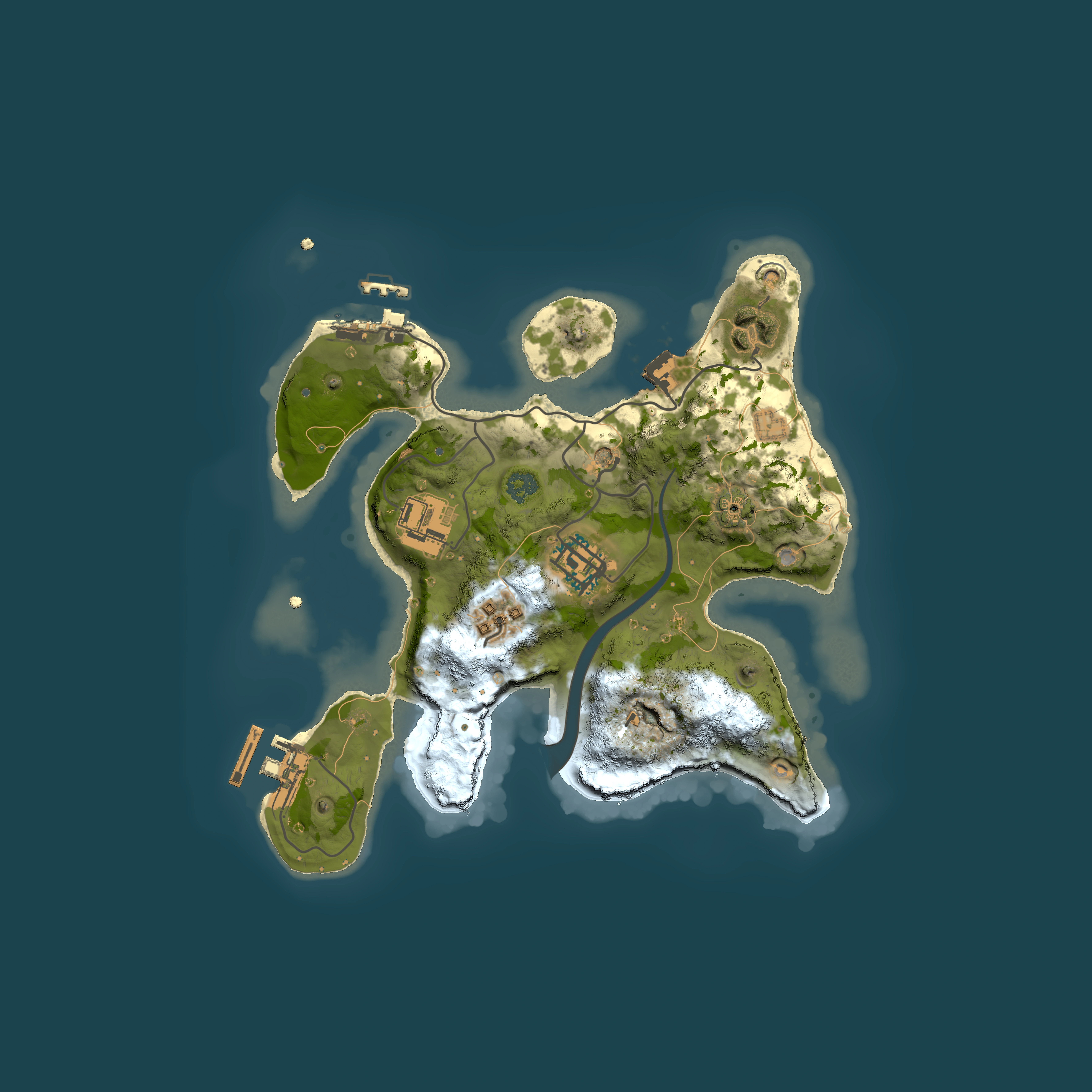 Full top-down render of Rust map seed 7623442, 2500x2500m