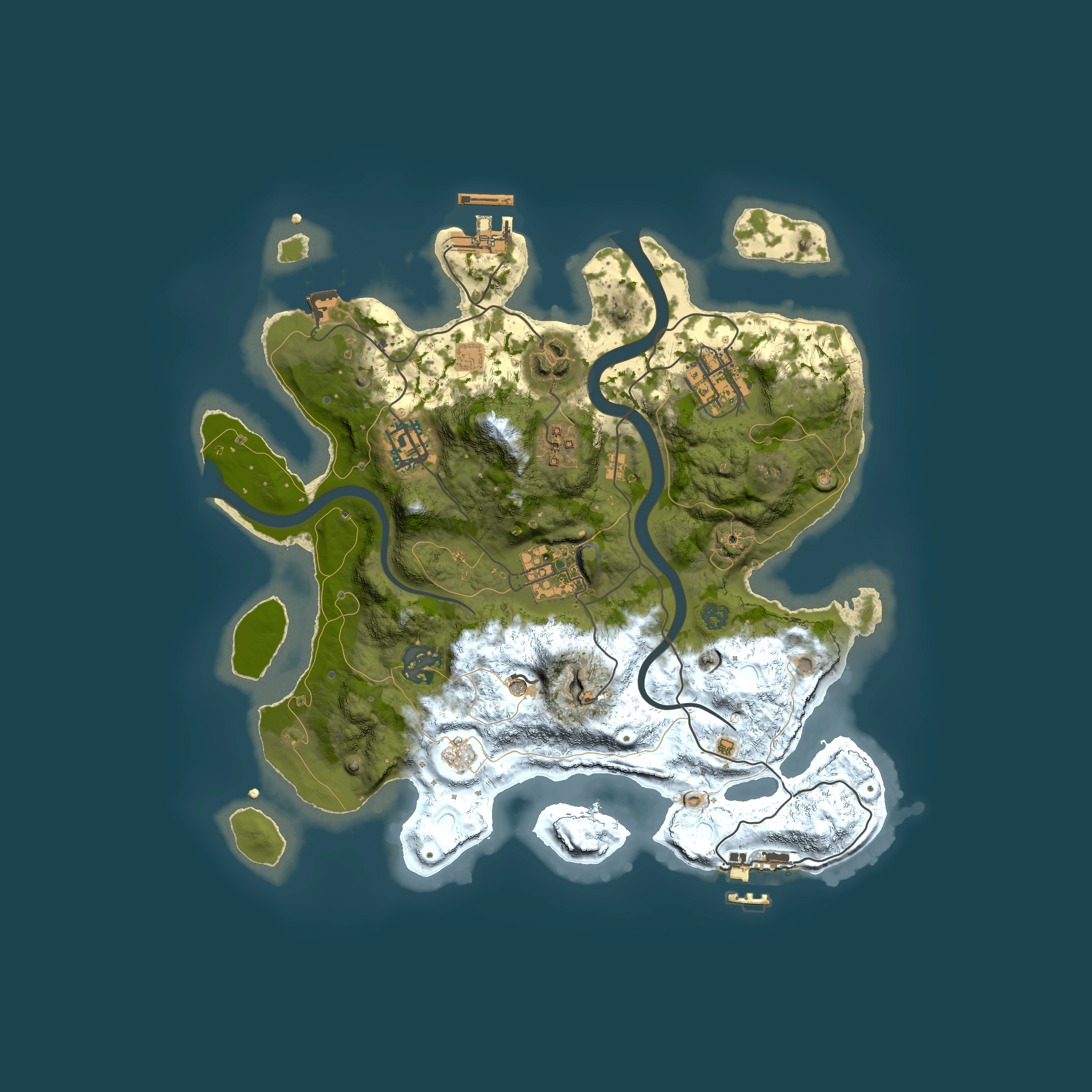 Full top-down render of Rust map seed 1454460903, 3000x3000m