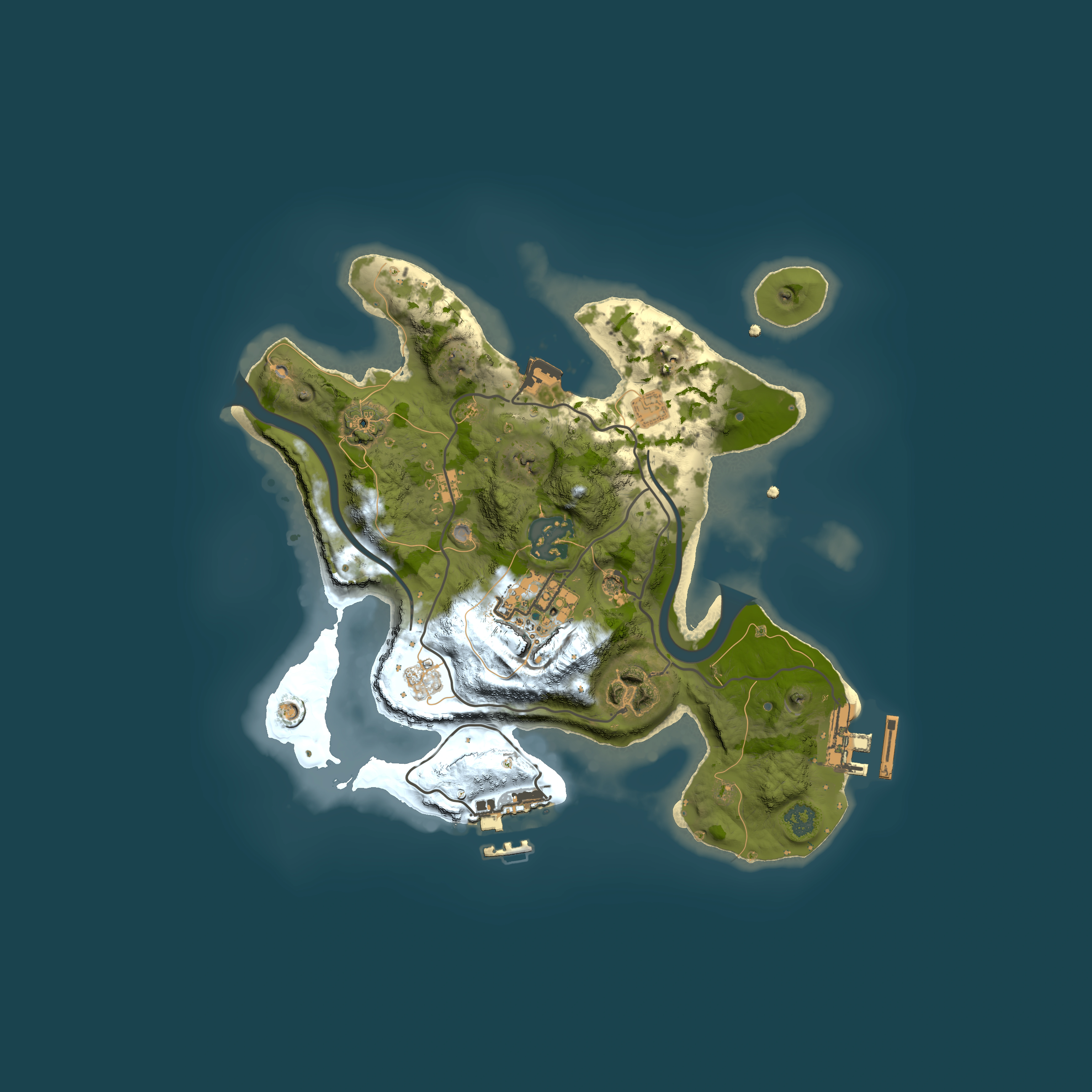 Full top-down render of Rust map seed 109350398, 2500x2500m