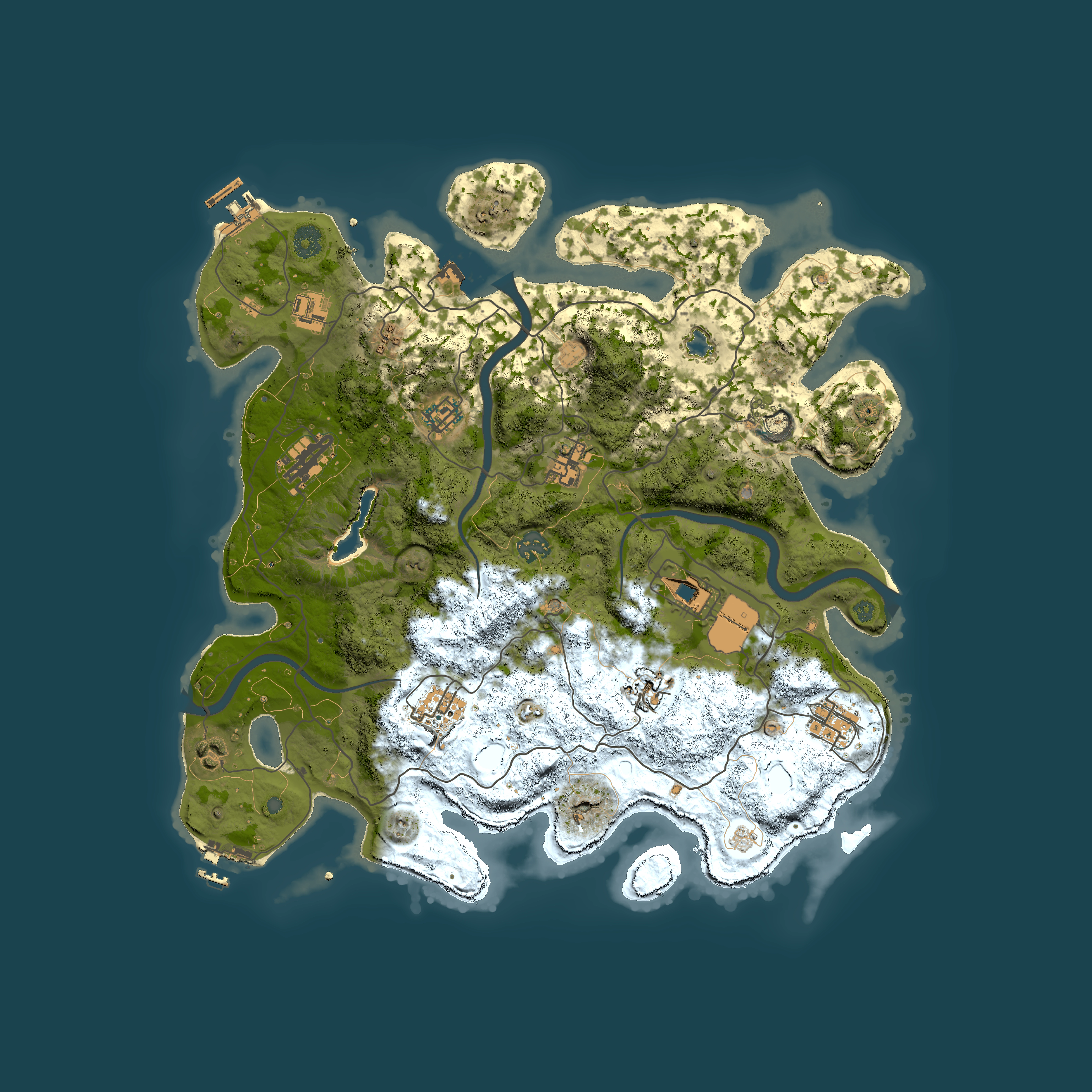 Full top-down render of Rust map seed 1252561037, 4000x4000m