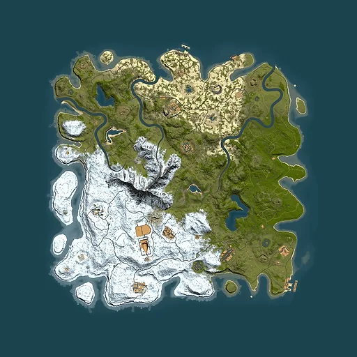 Rust map seed 1592464851, 5000x5000m top-down preview