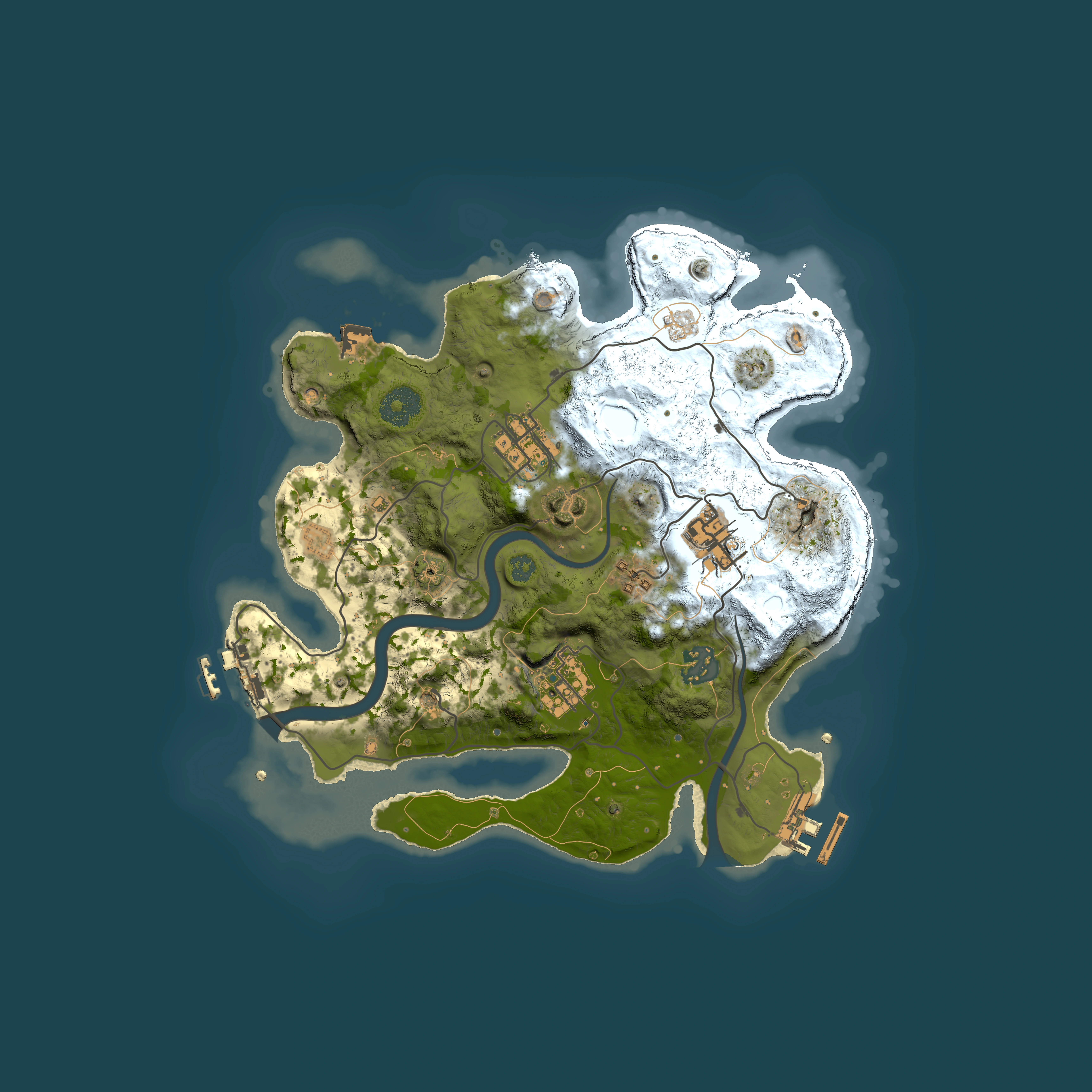 Full top-down render of Rust map seed 957141600, 3000x3000m