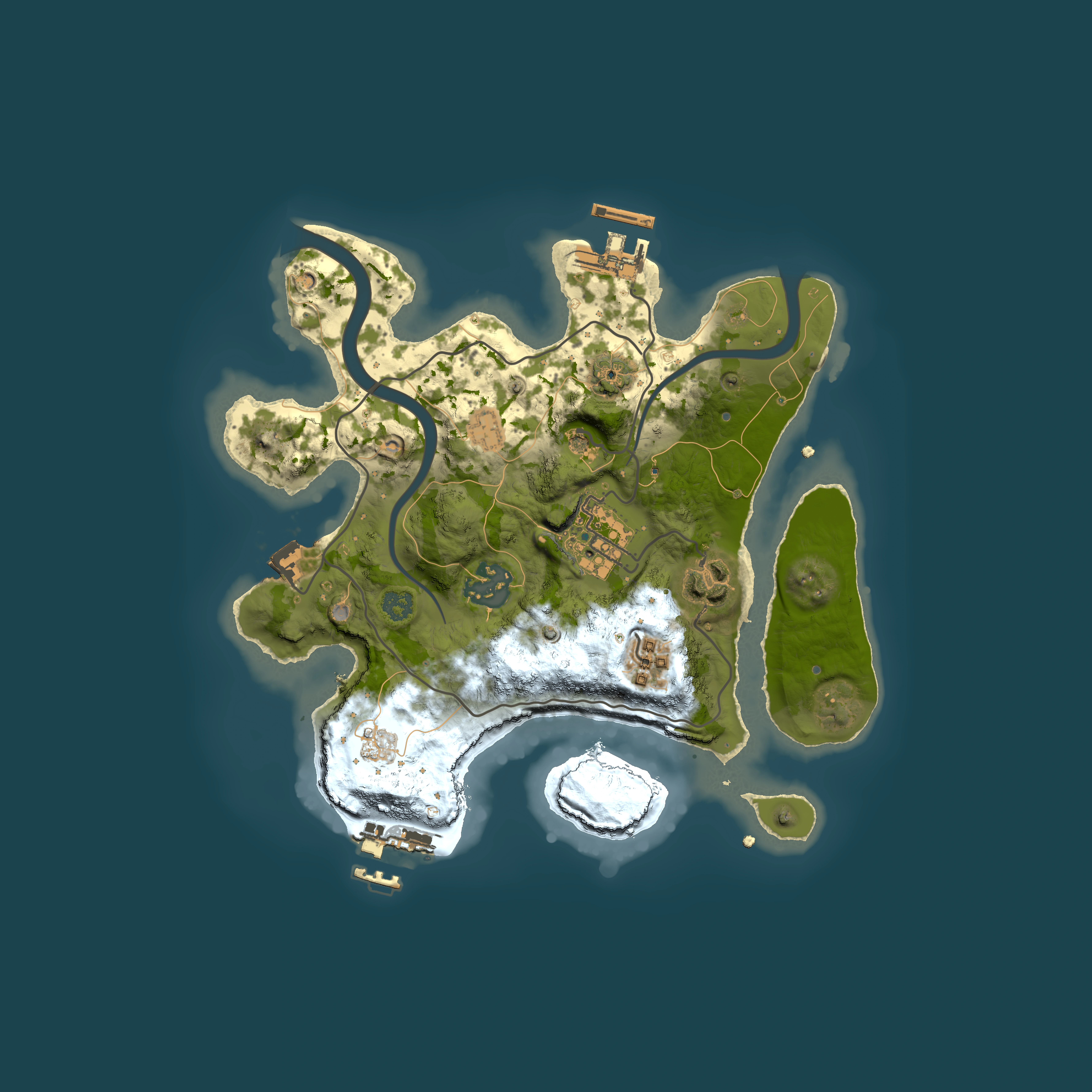 Full top-down render of Rust map seed 1333106964, 2500x2500m
