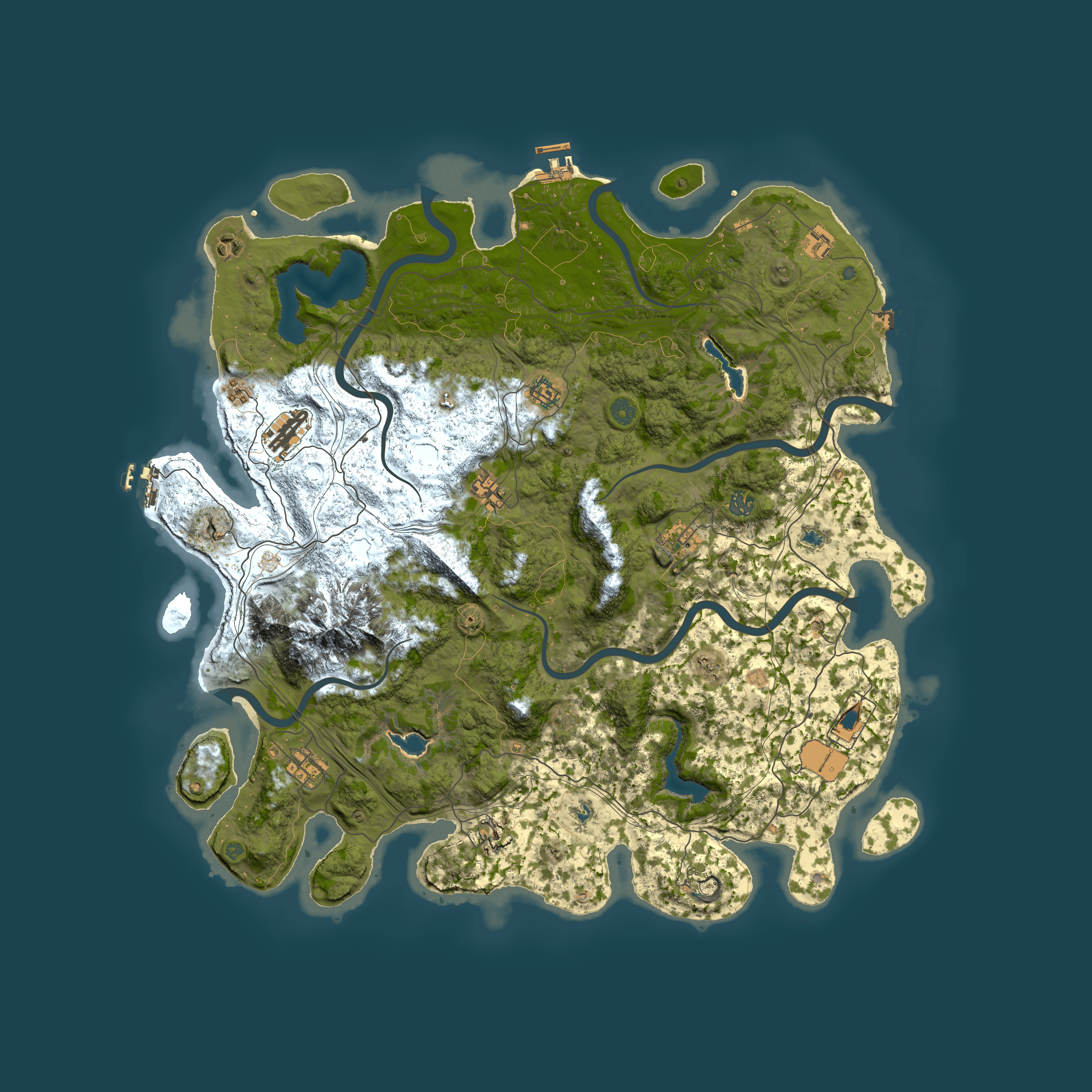 Full top-down render of Rust map seed 140712801, 5000x5000m