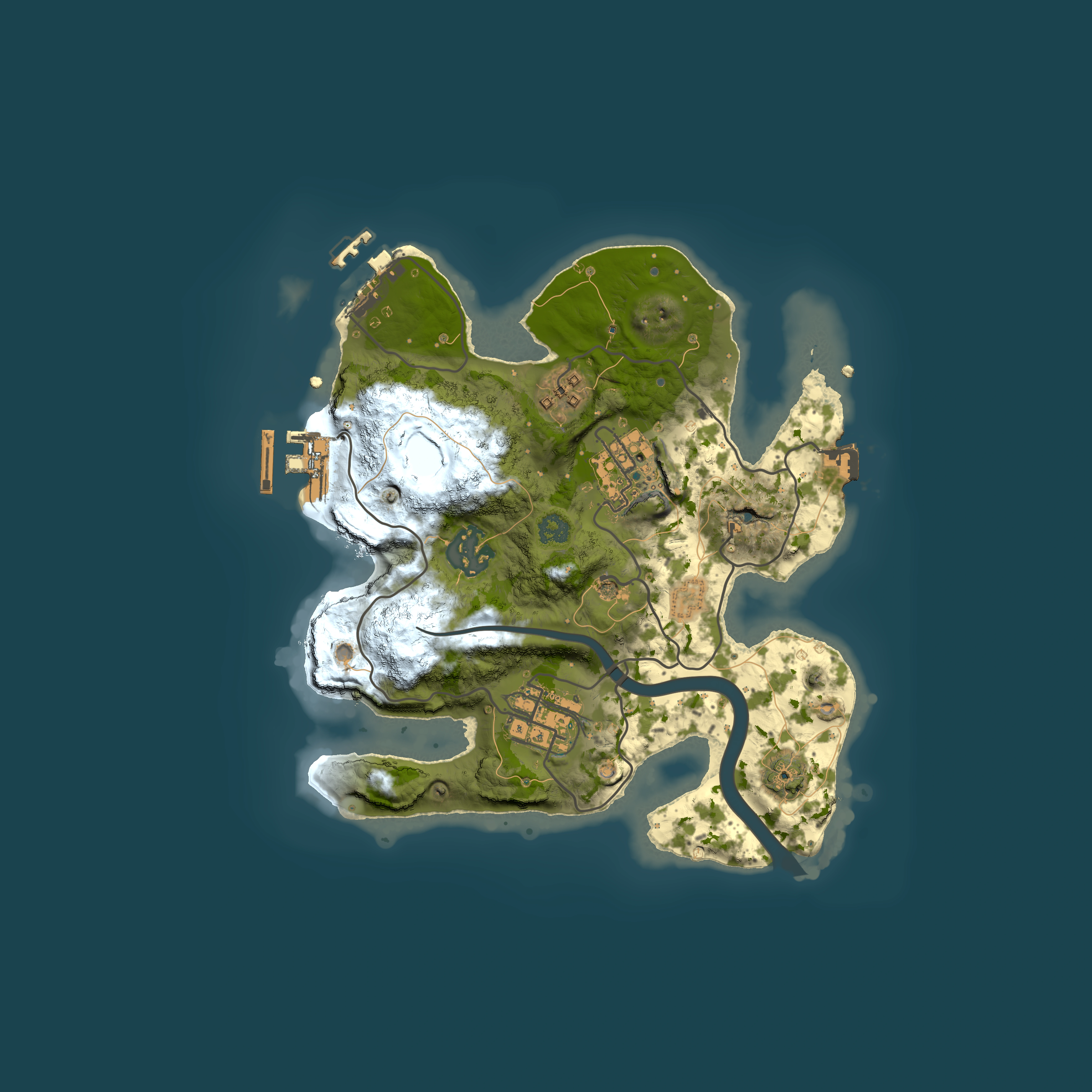 Full top-down render of Rust map seed 354370509, 2500x2500m