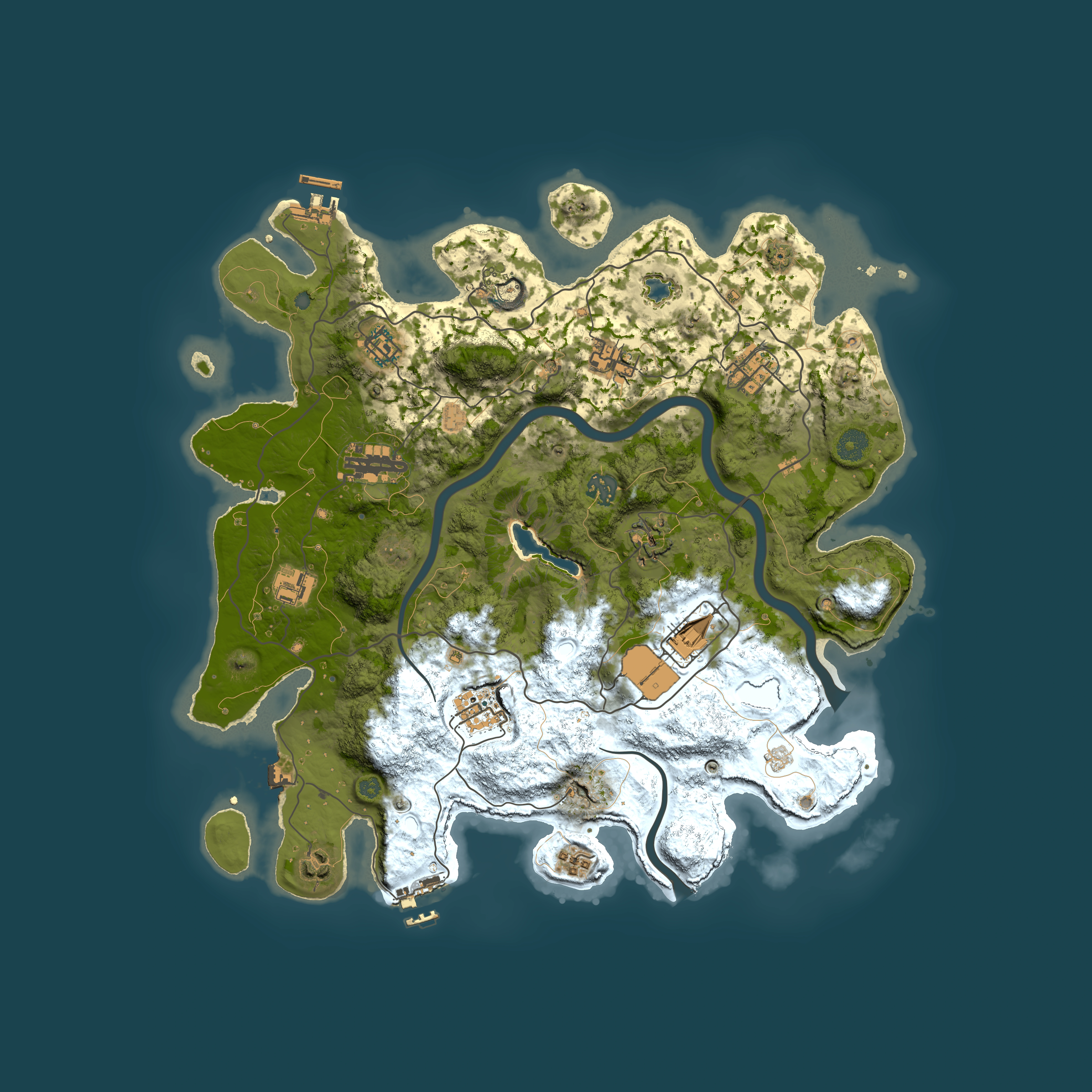 Full top-down render of Rust map seed 1677642455, 4000x4000m
