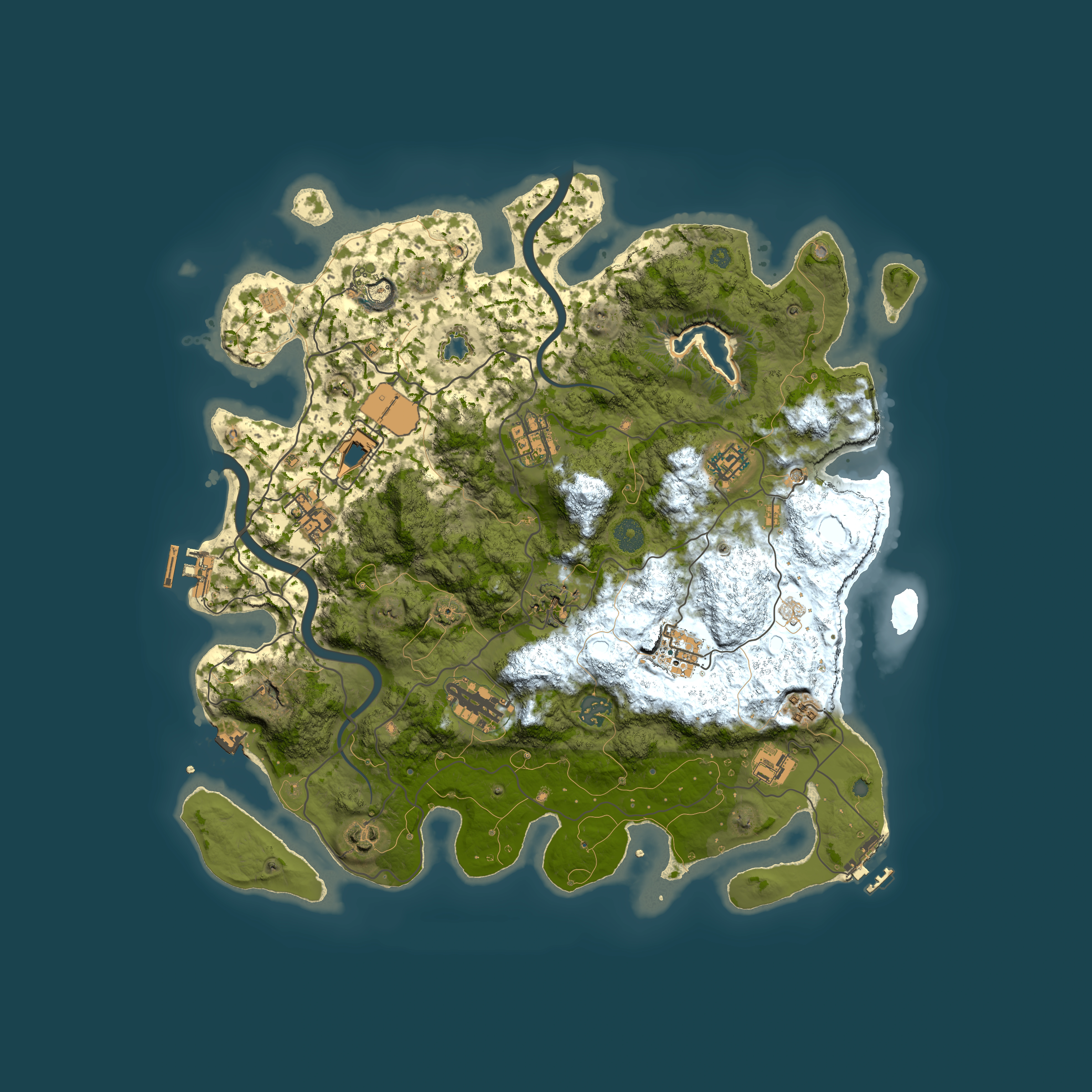 Full top-down render of Rust map seed 2035048898, 4000x4000m