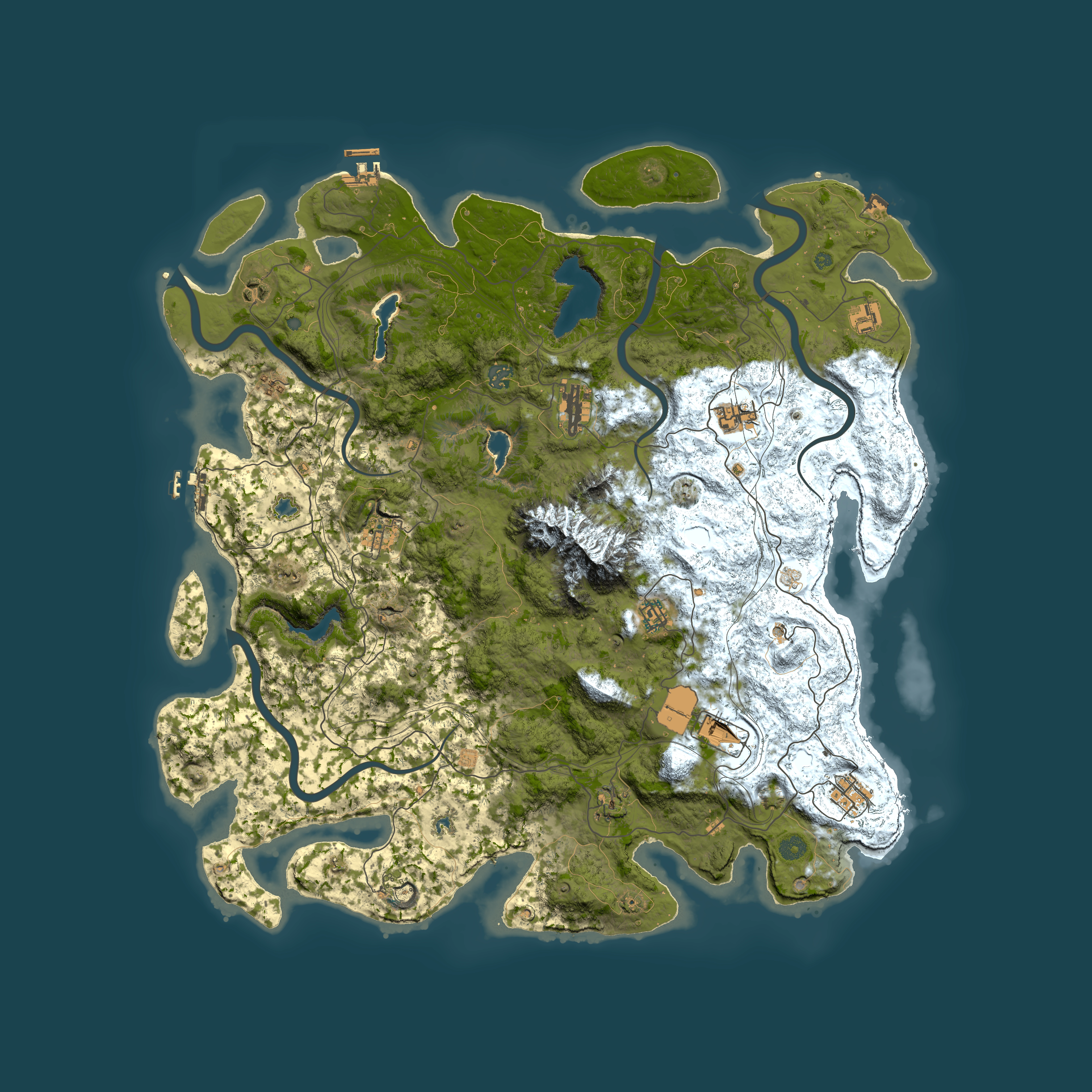Full top-down render of Rust map seed 2093841006, 5000x5000m