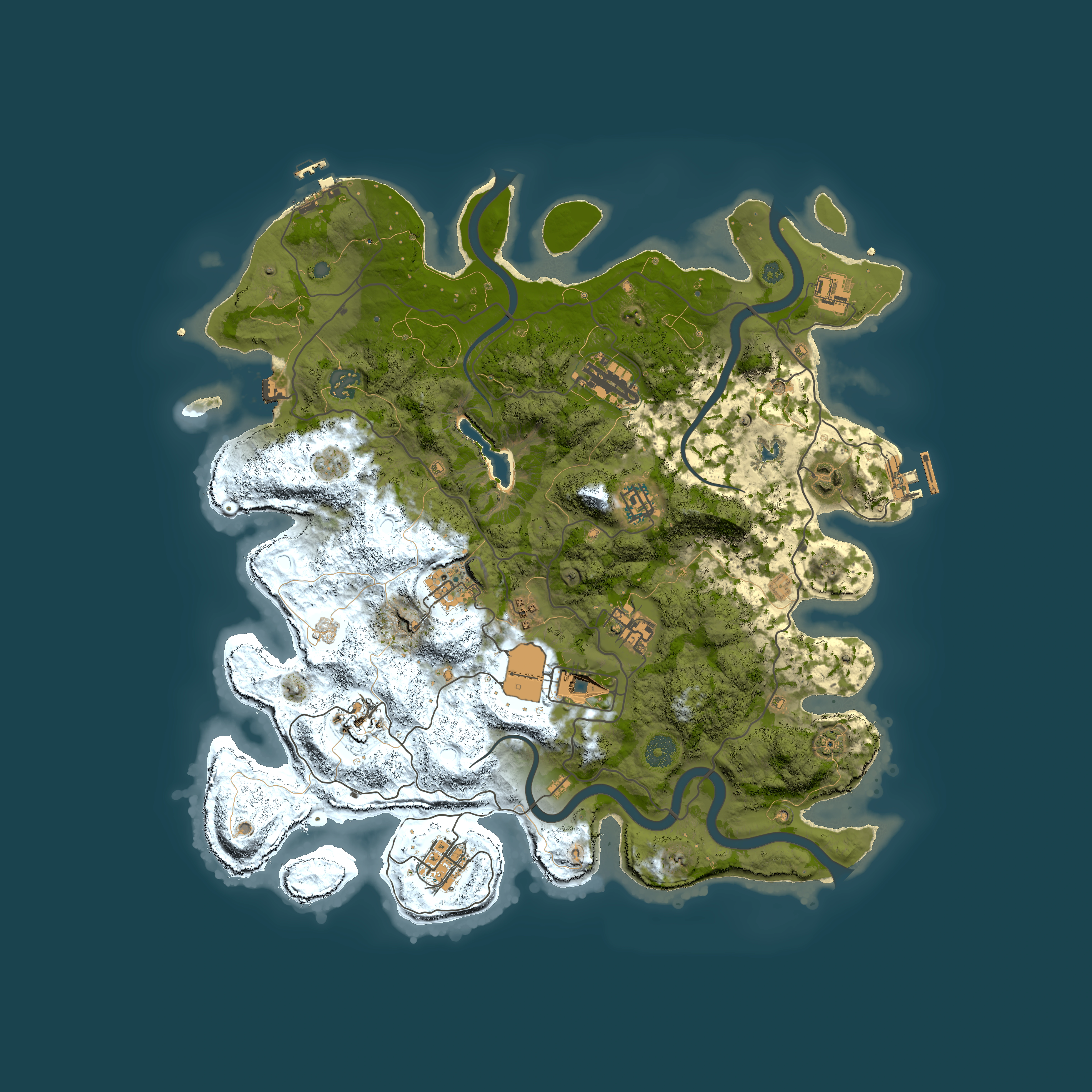 Full top-down render of Rust map seed 1468767770, 4000x4000m