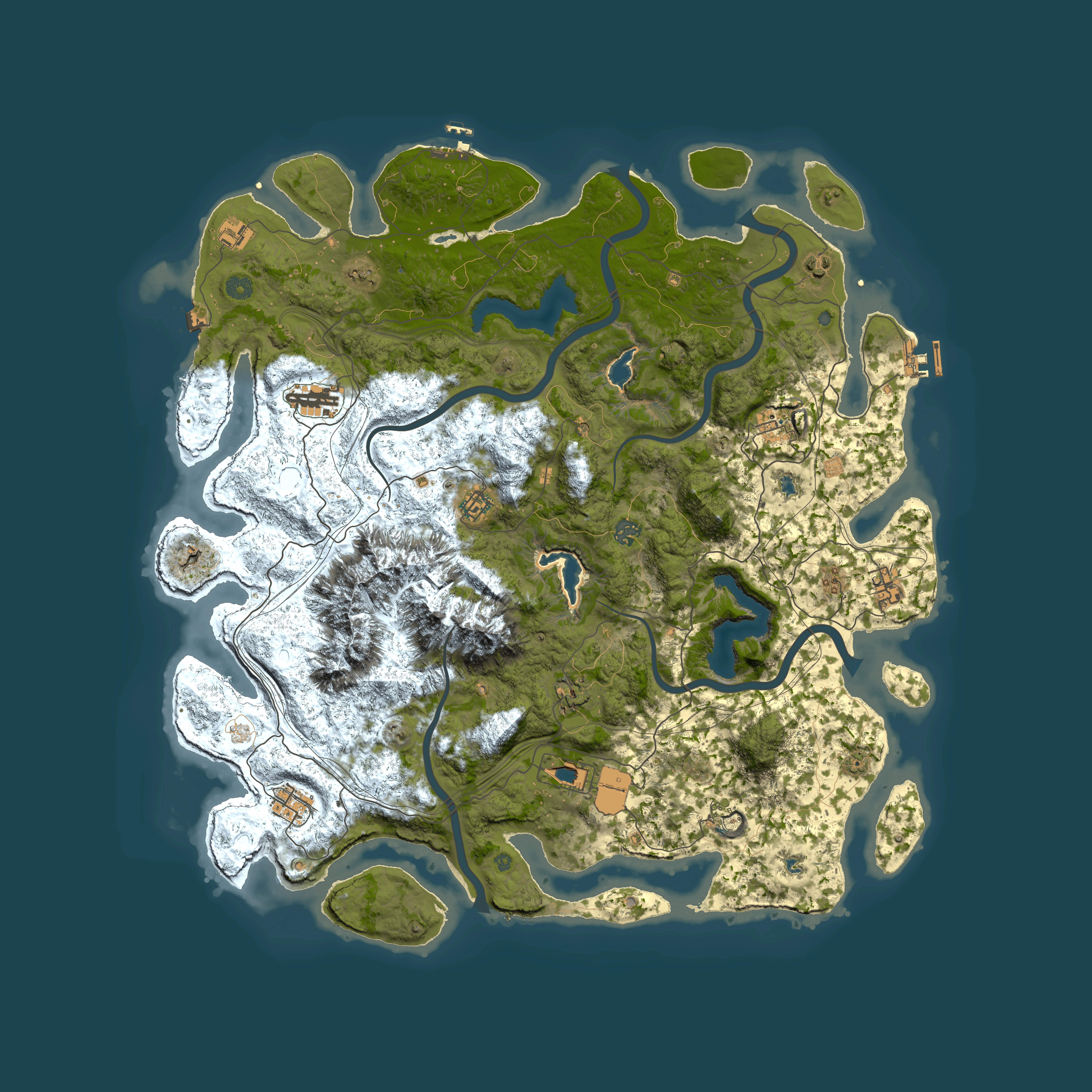 Full top-down render of Rust map seed 591926107, 5000x5000m