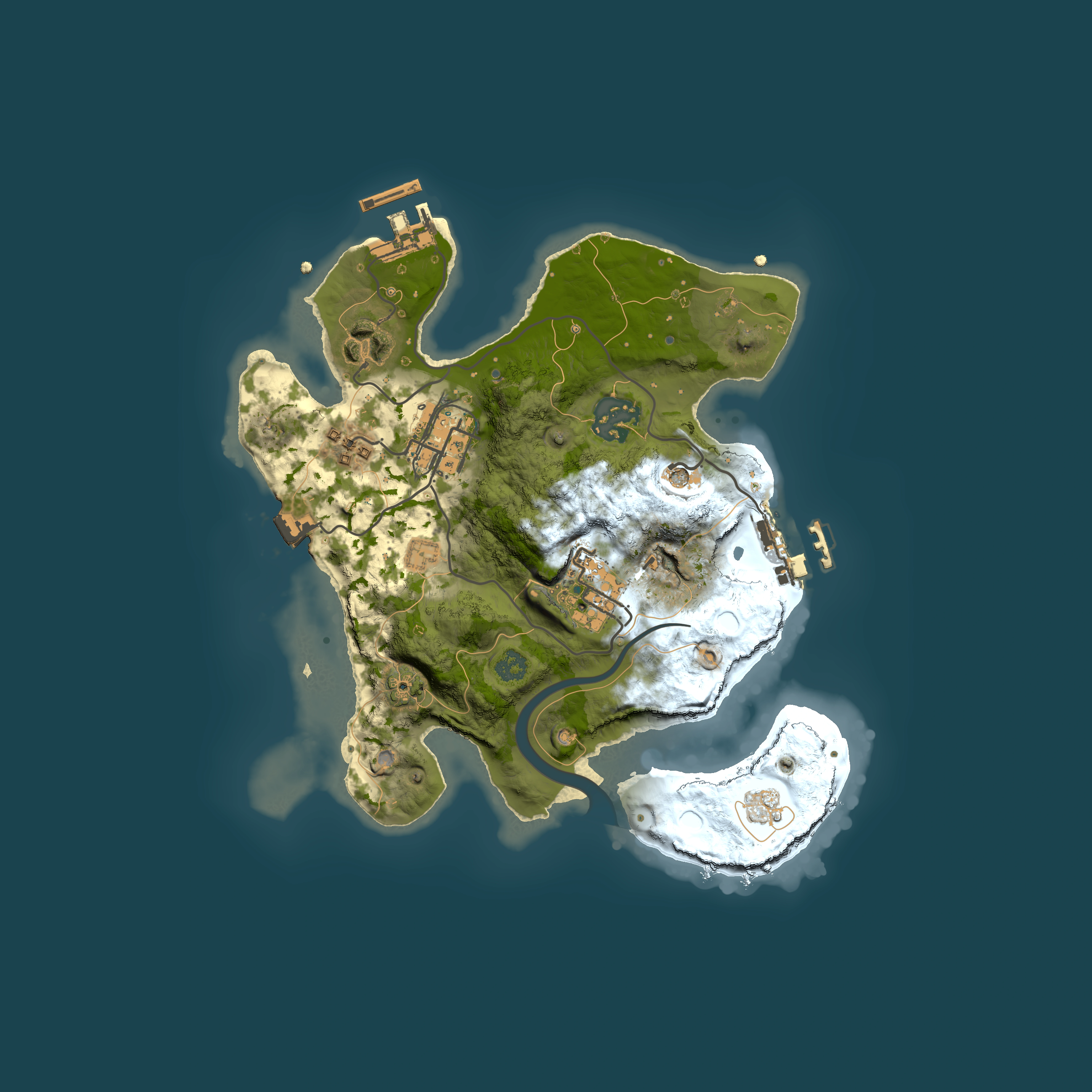 Full top-down render of Rust map seed 983250021, 2500x2500m