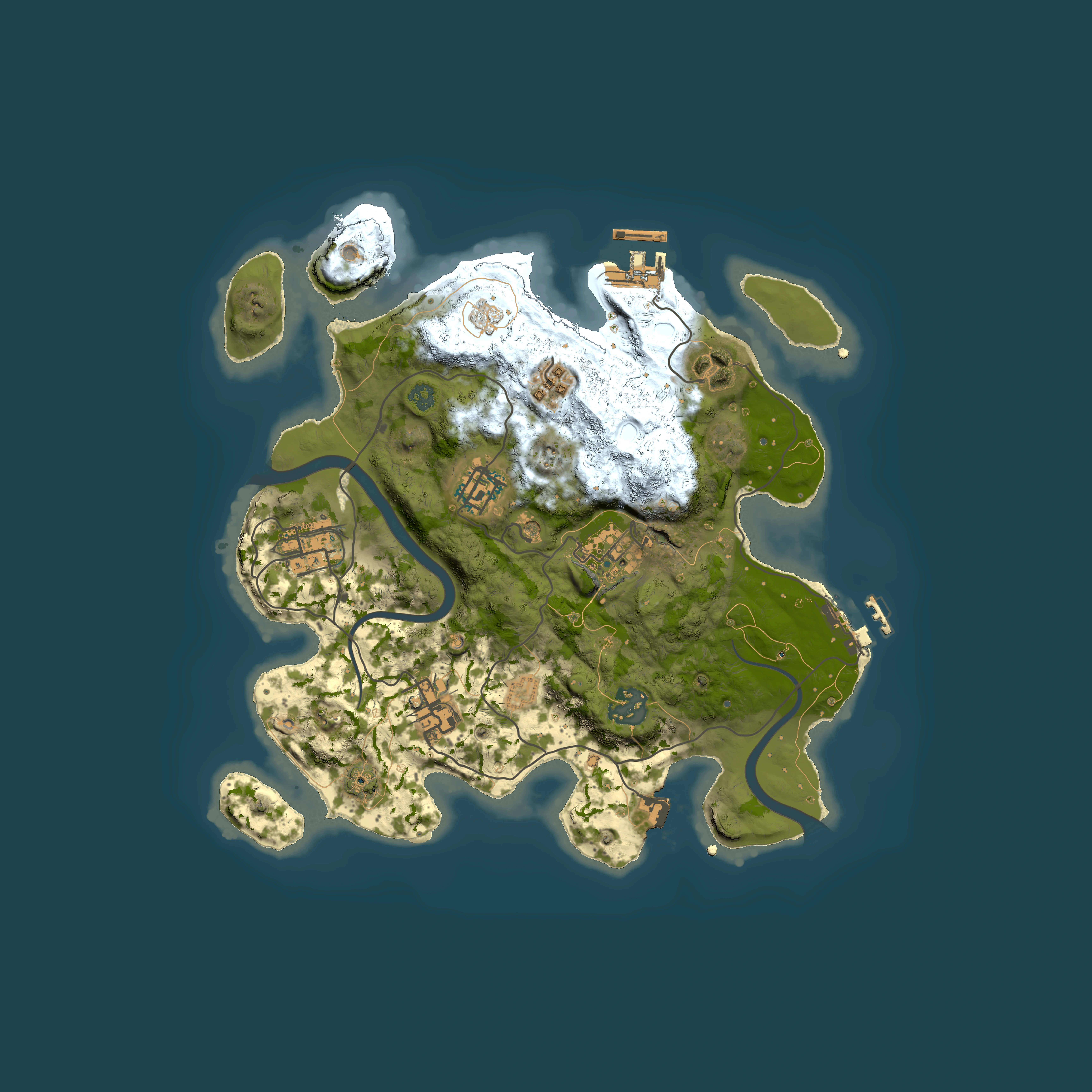 Full top-down render of Rust map seed 1825727895, 3000x3000m