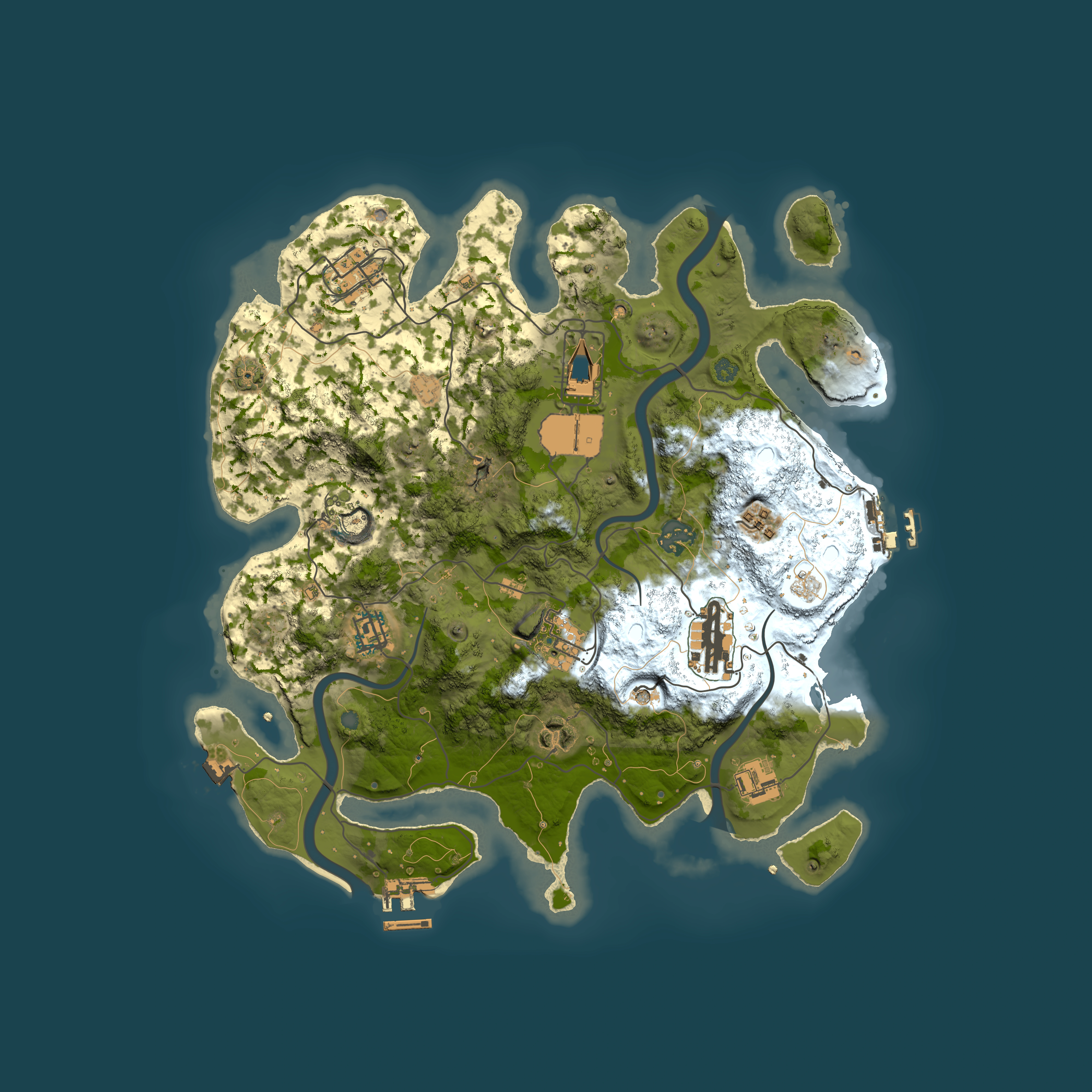 Full top-down render of Rust map seed 305911049, 3500x3500m
