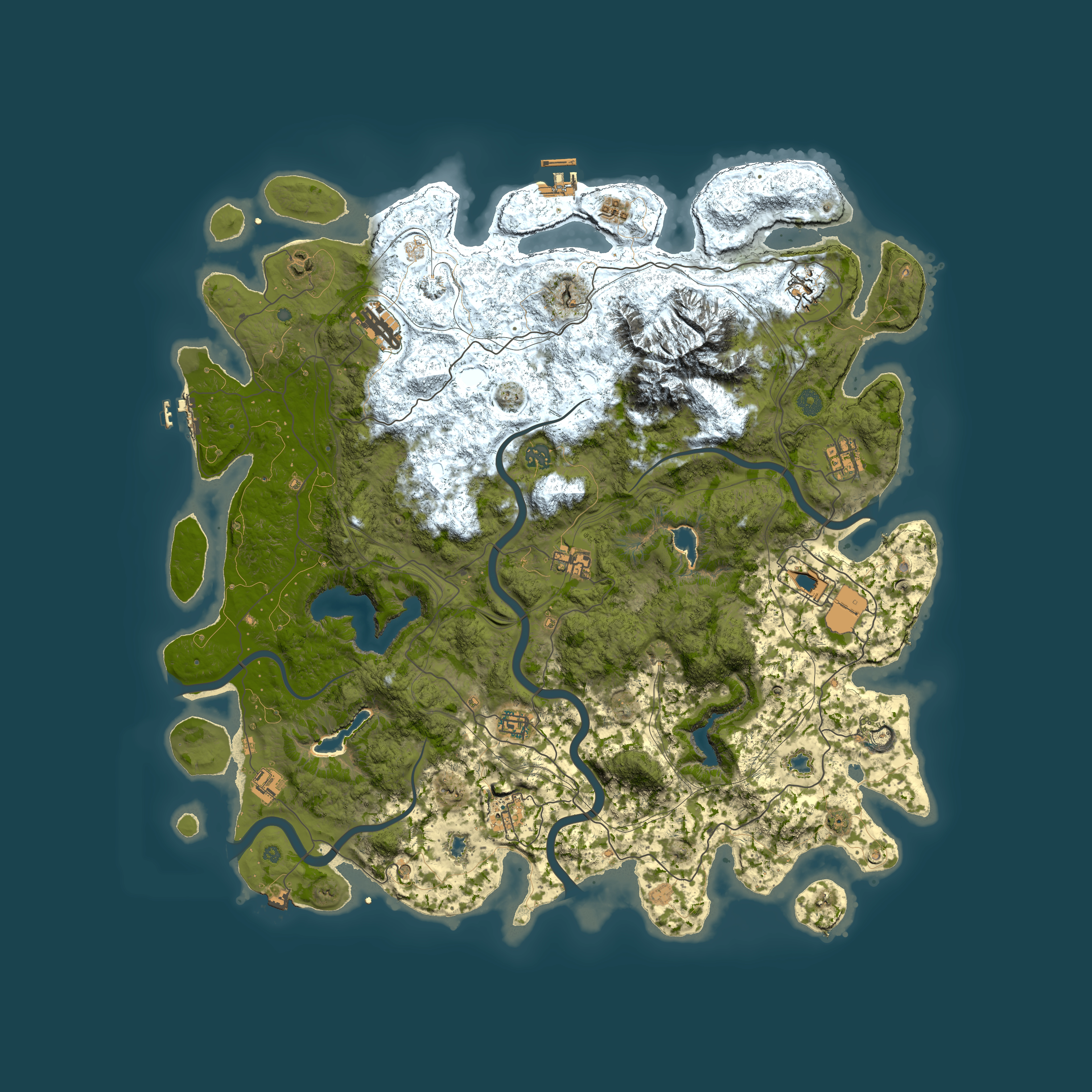 Full top-down render of Rust map seed 1564590416, 5000x5000m