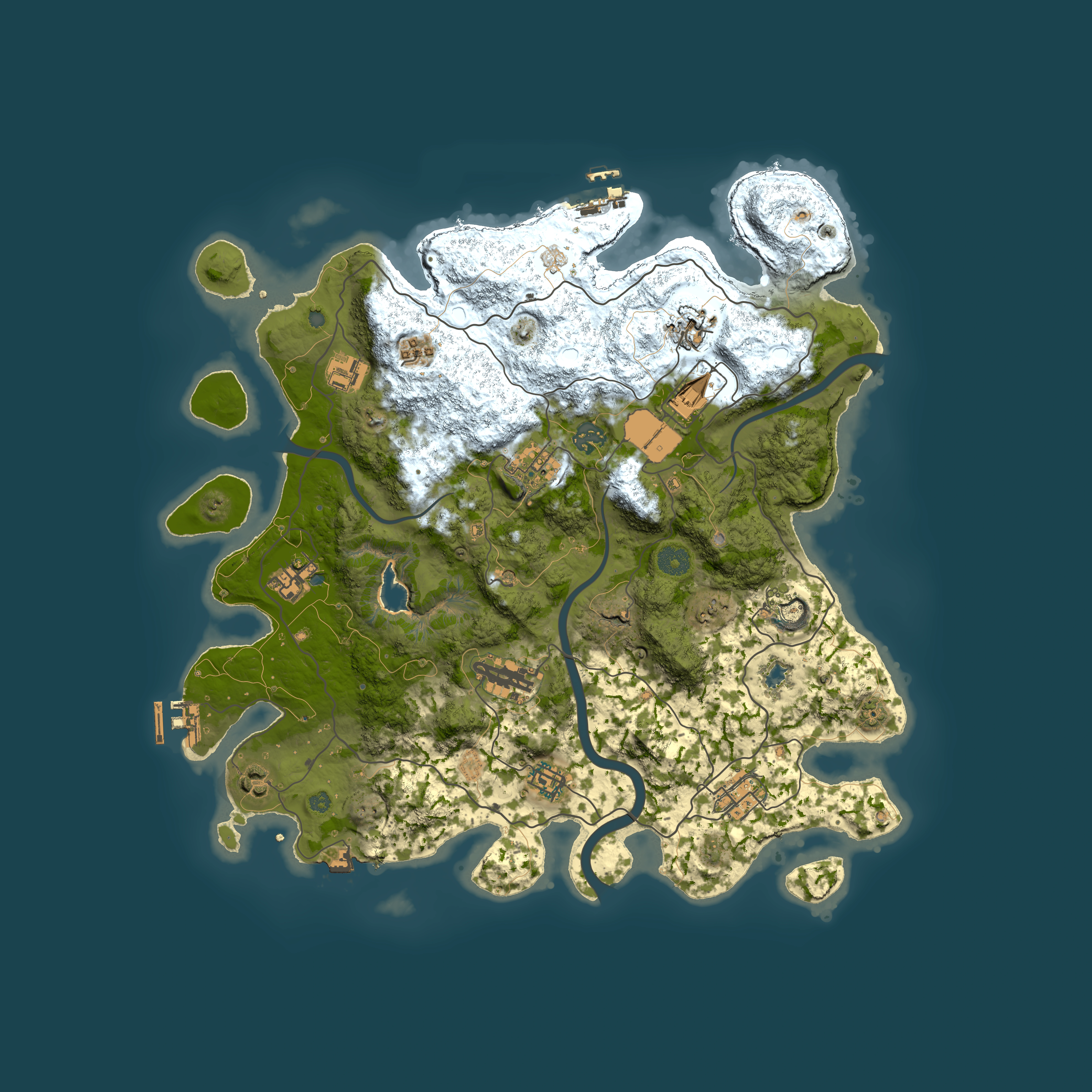 Full top-down render of Rust map seed 427297993, 4000x4000m