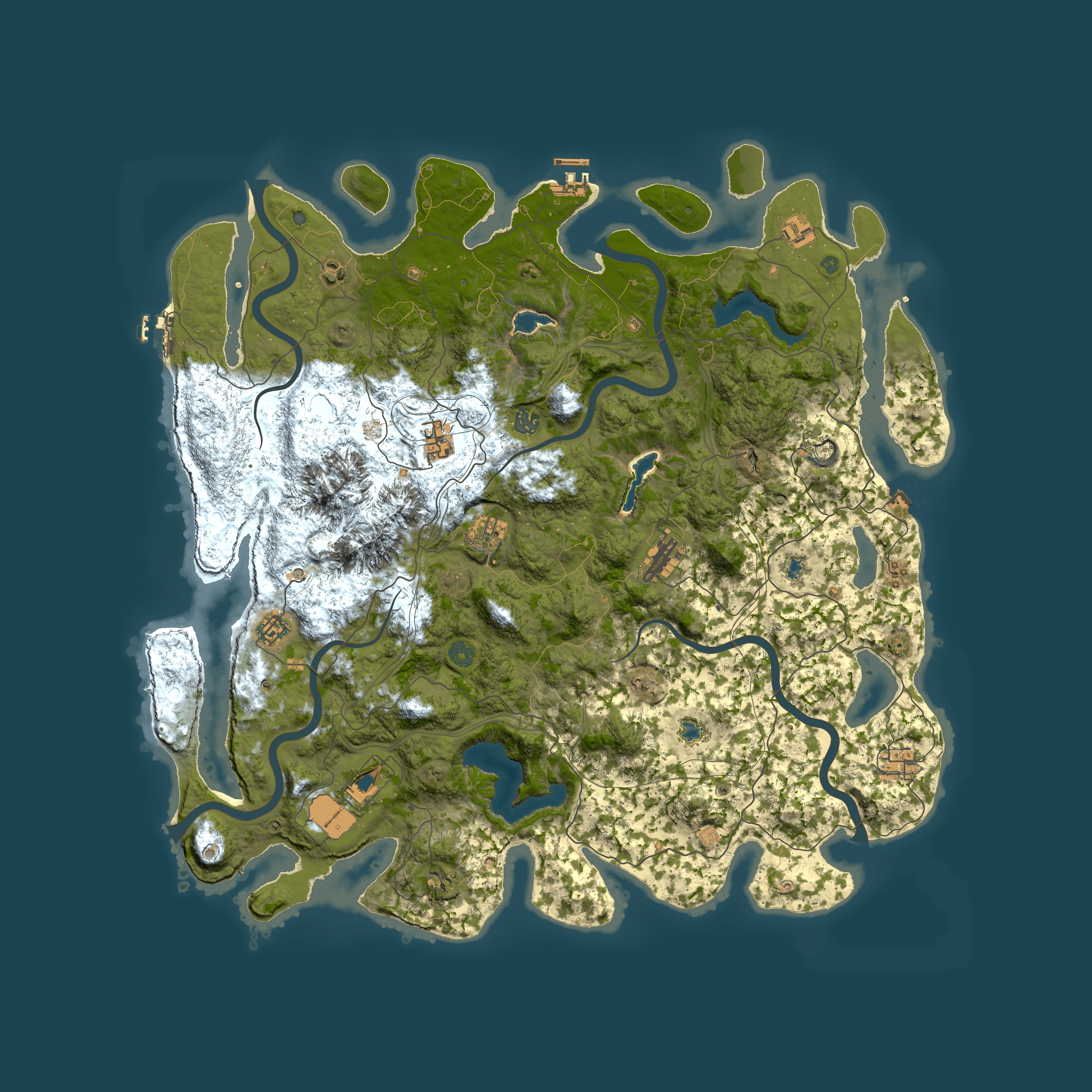 Full top-down render of Rust map seed 1334958811, 5000x5000m