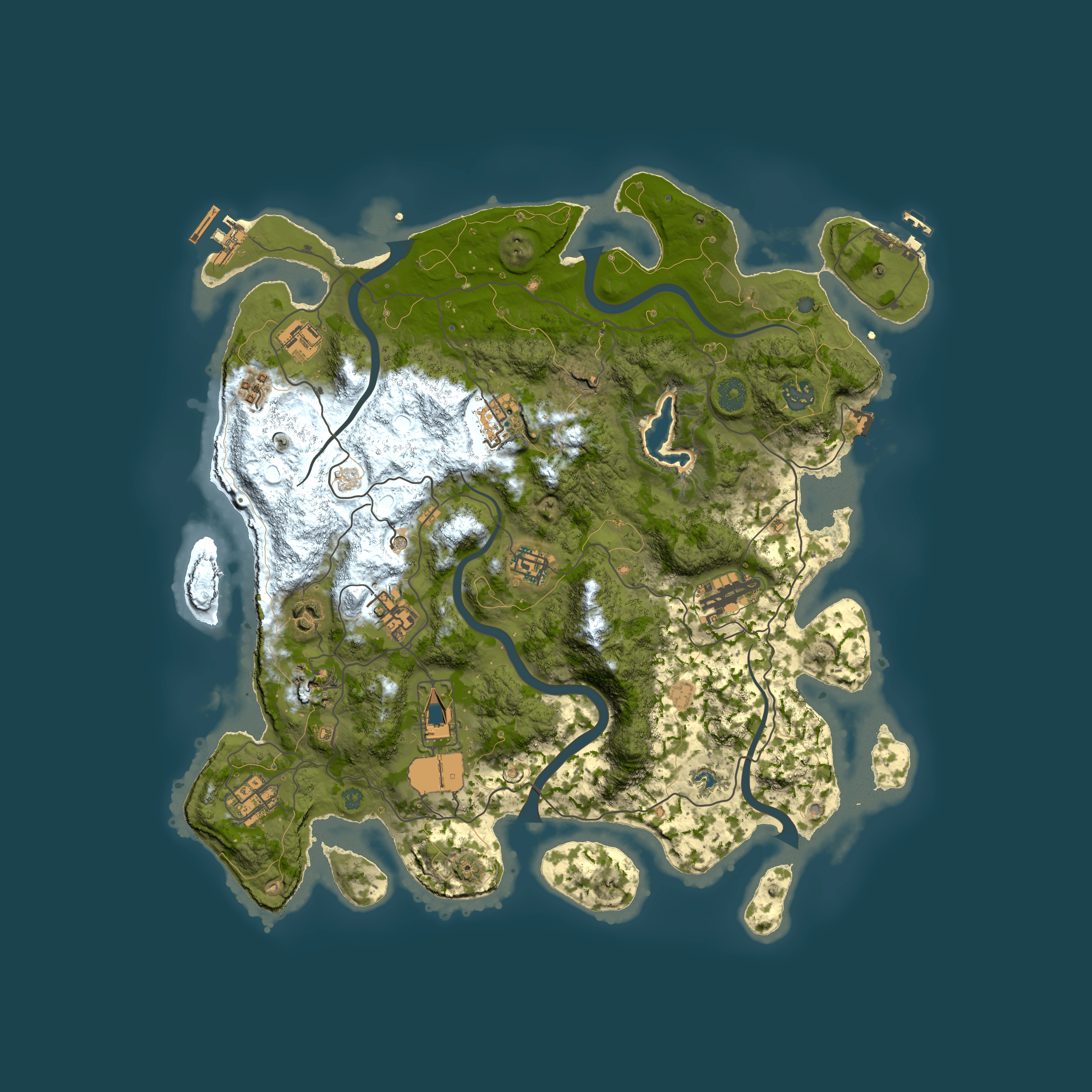 Full top-down render of Rust map seed 1725304495, 4000x4000m