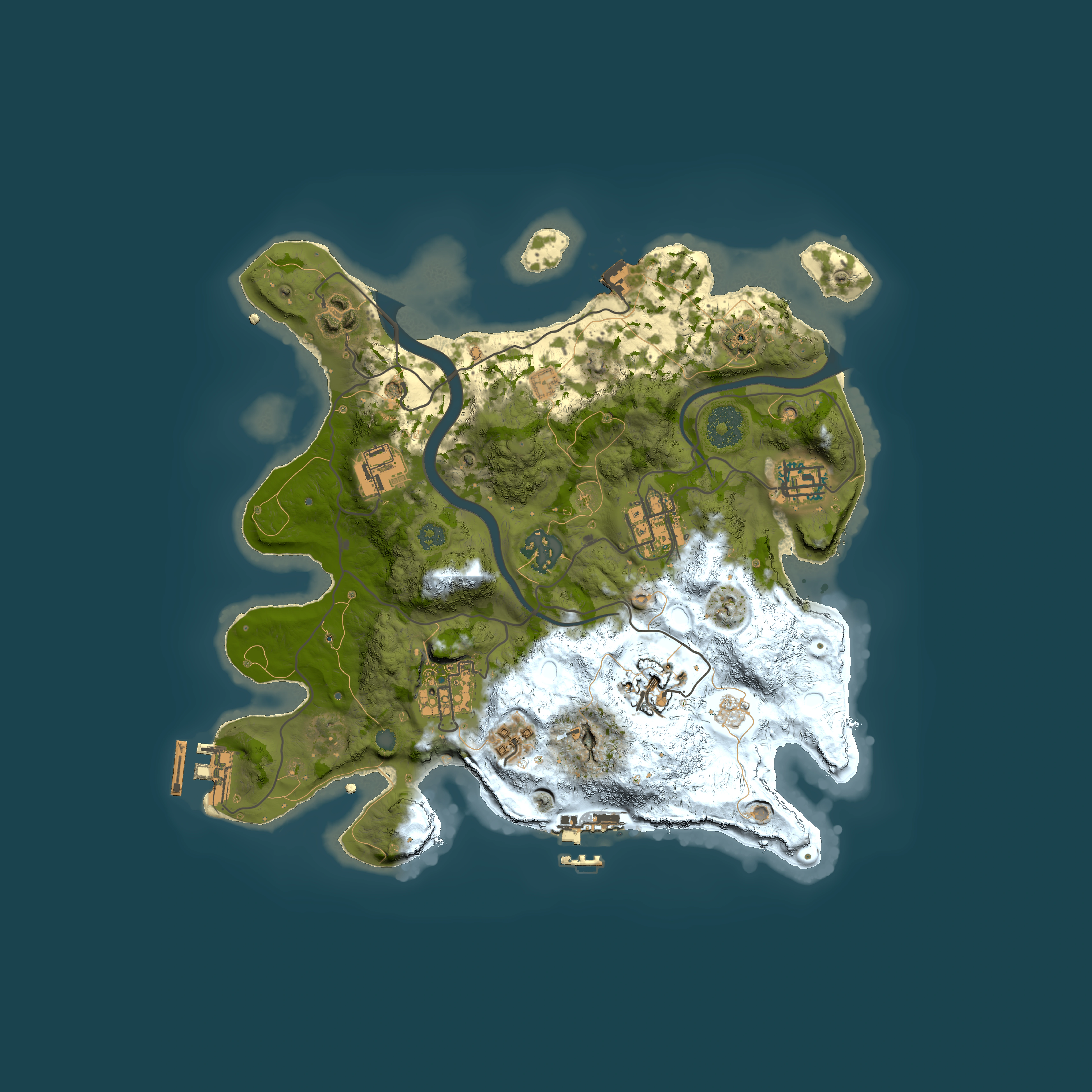 Full top-down render of Rust map seed 404091700, 3000x3000m