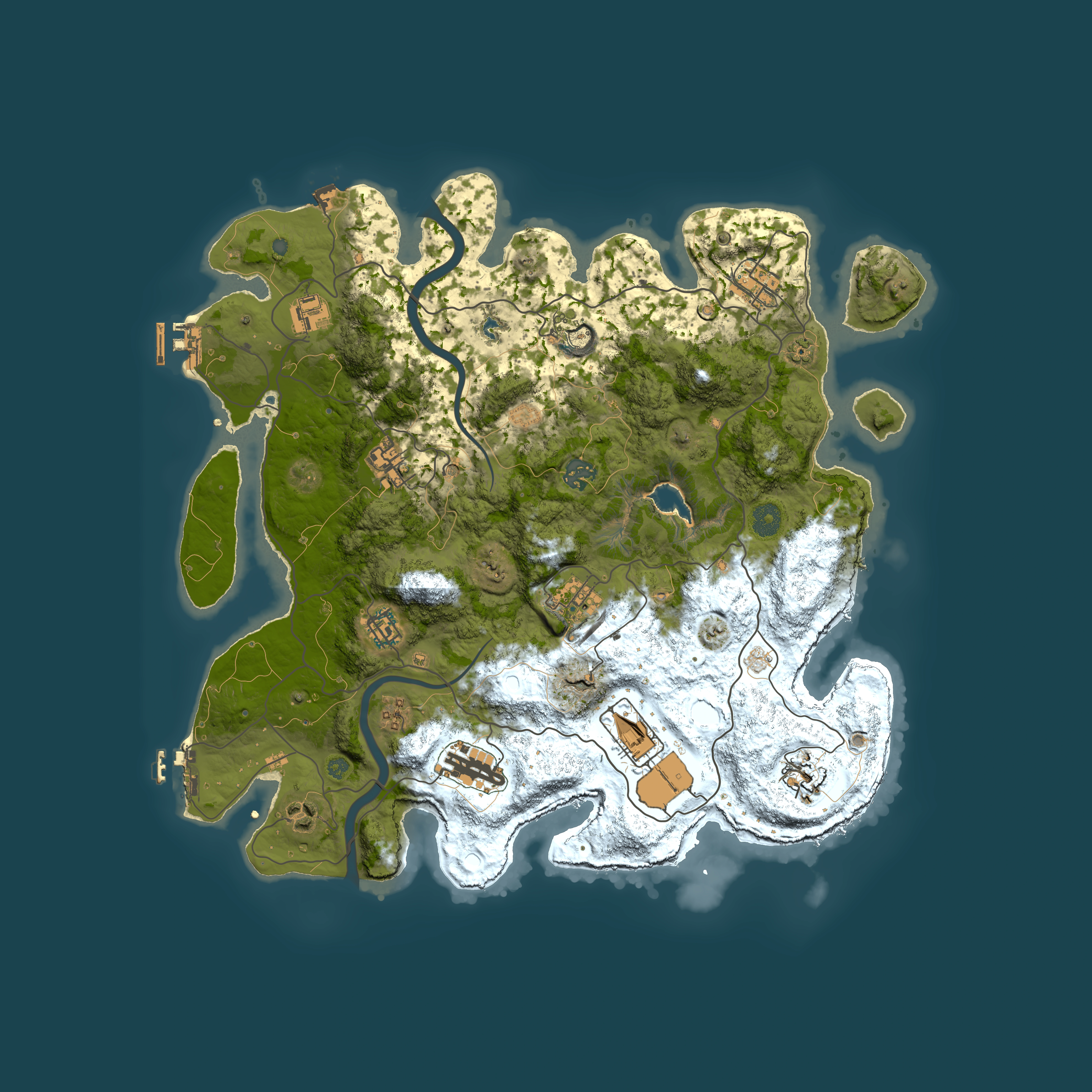 Full top-down render of Rust map seed 1743123742, 4000x4000m