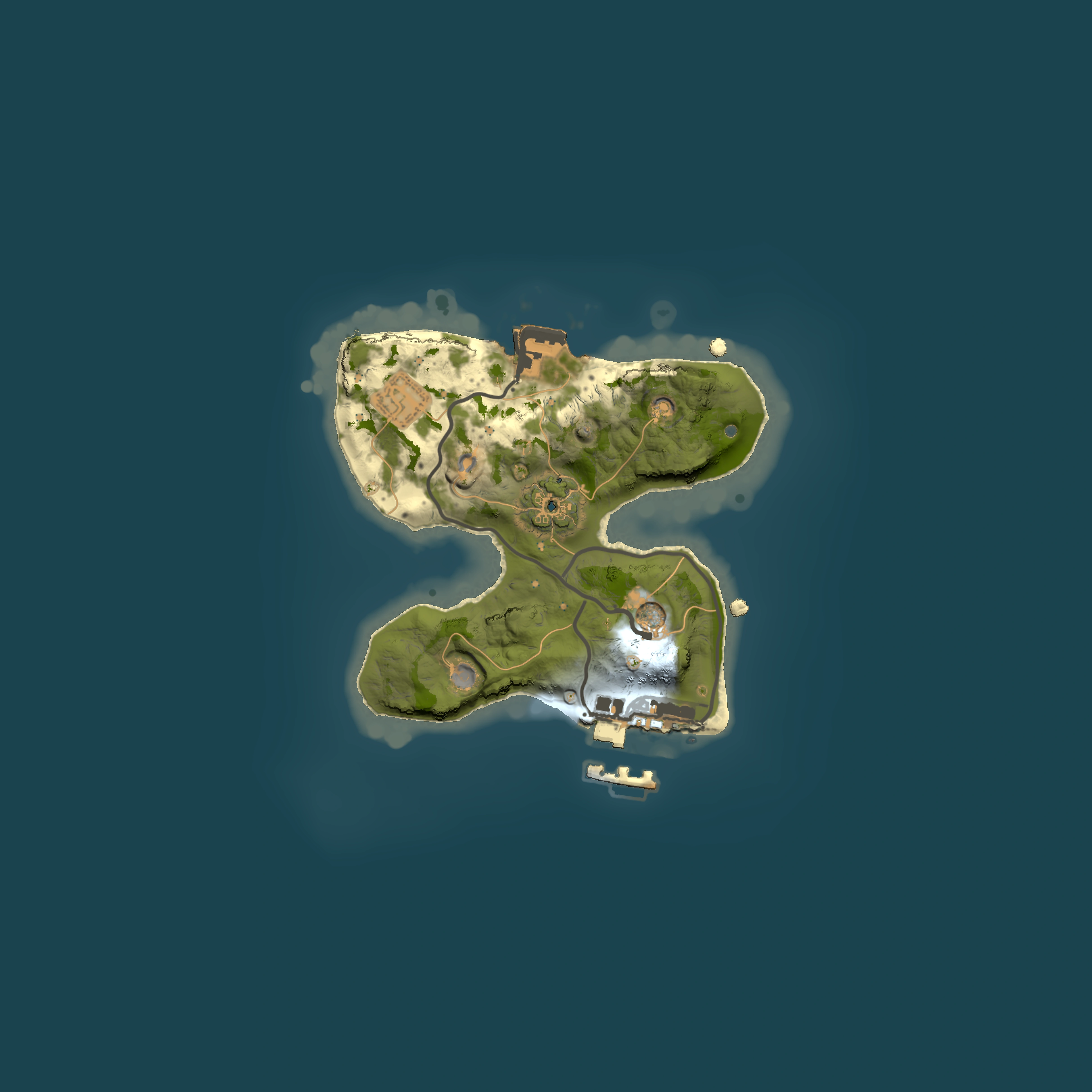 Full top-down render of Rust map seed 2039234697, 1500x1500m