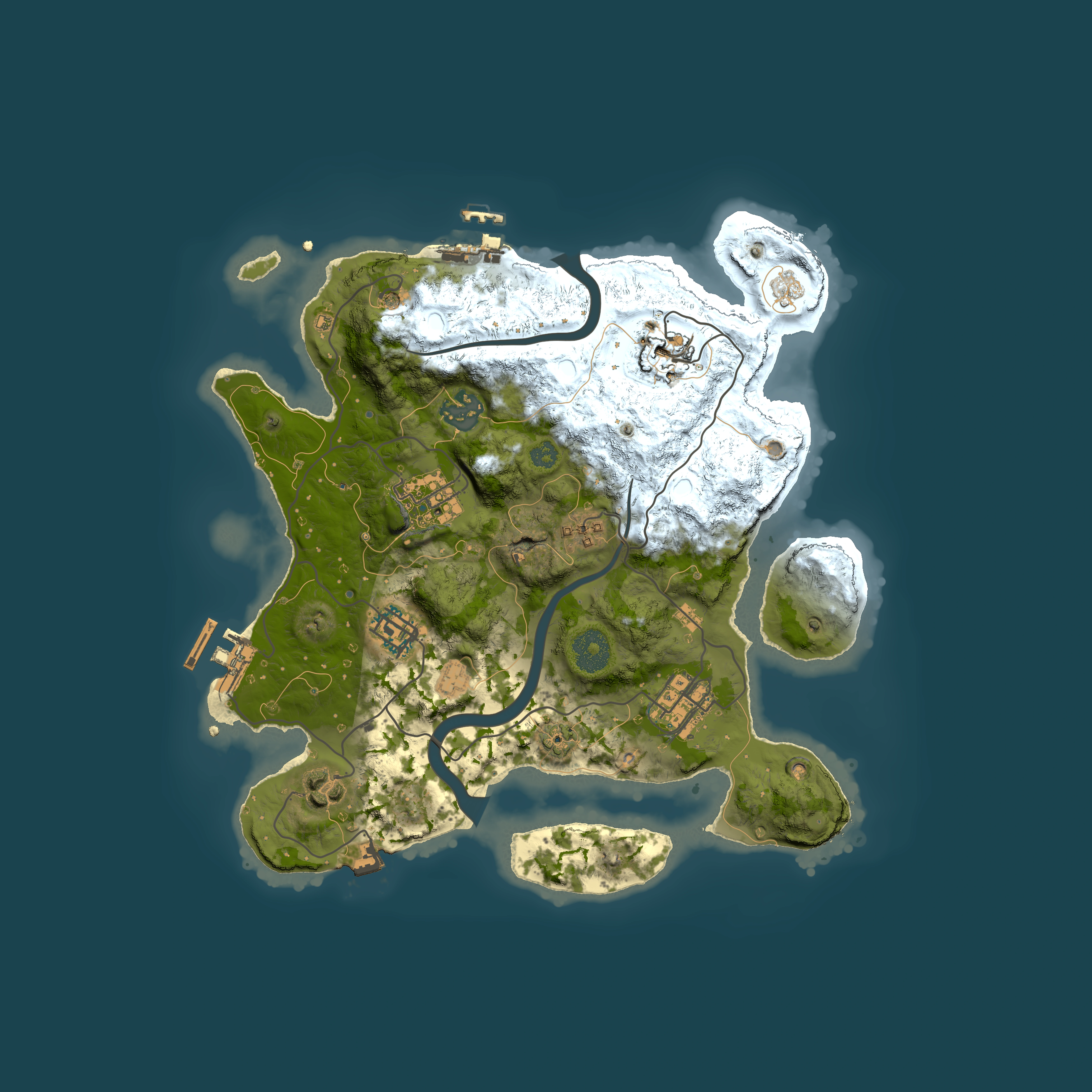 Full top-down render of Rust map seed 636700539, 3000x3000m