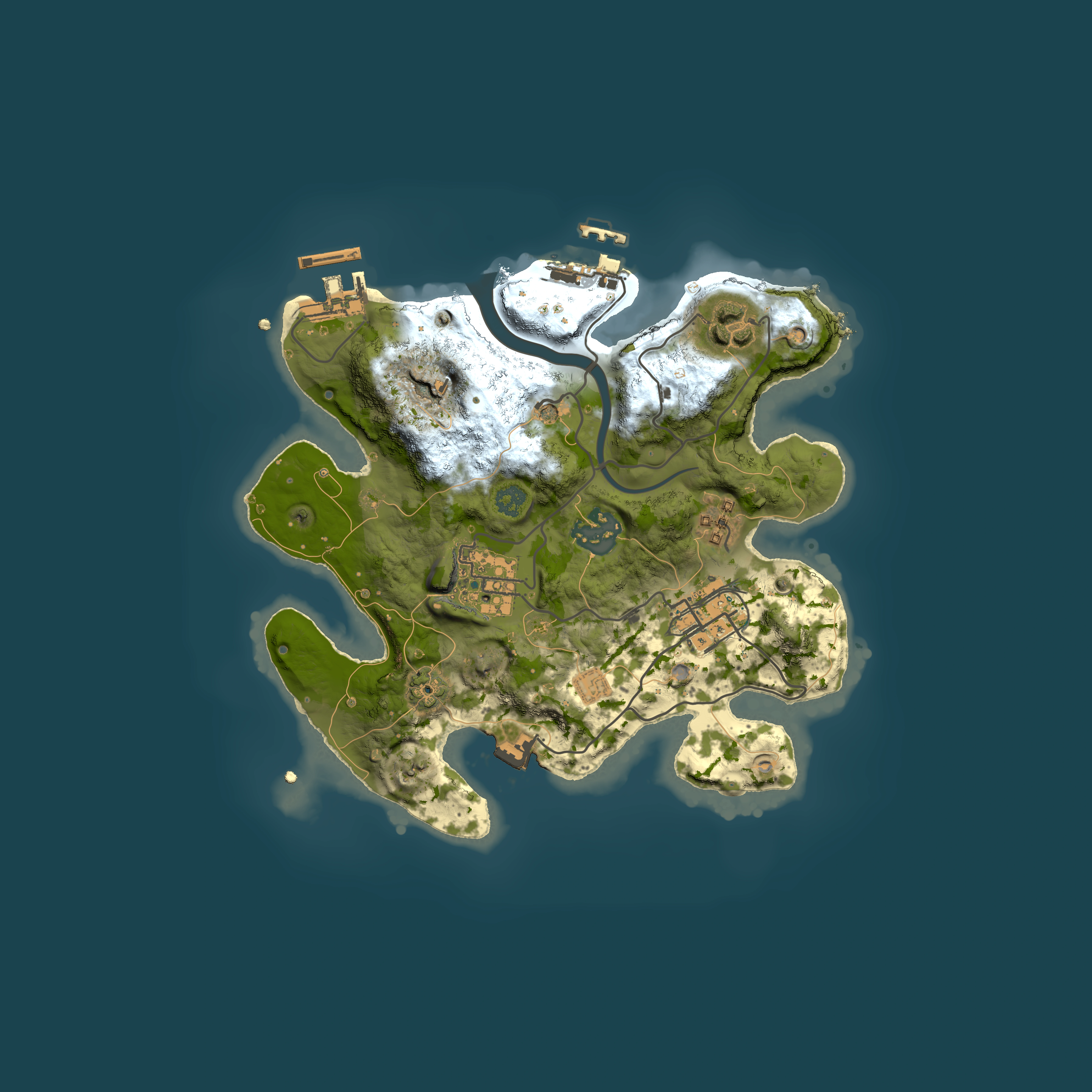 Full top-down render of Rust map seed 1054286385, 2500x2500m