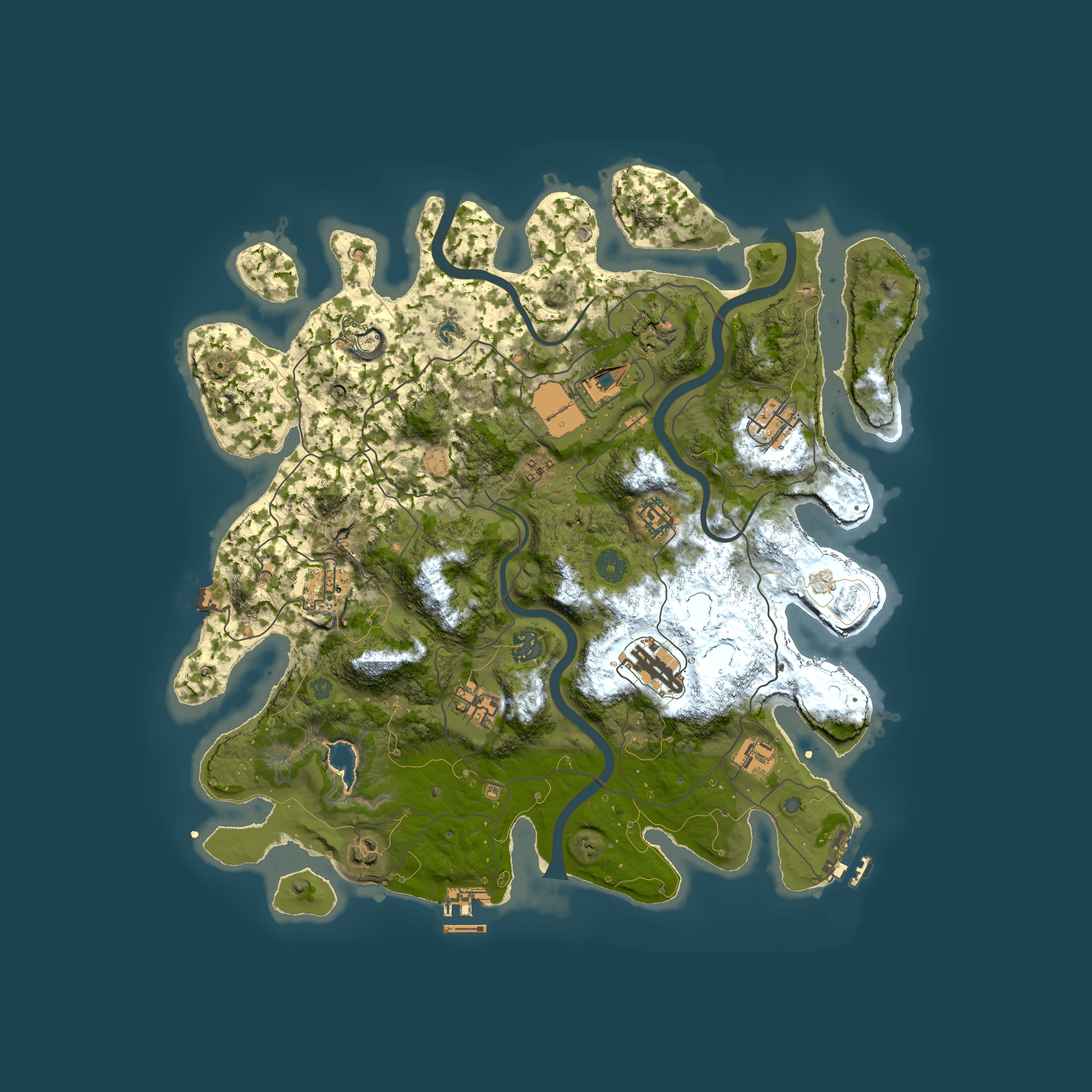 Full top-down render of Rust map seed 2047078548, 4000x4000m