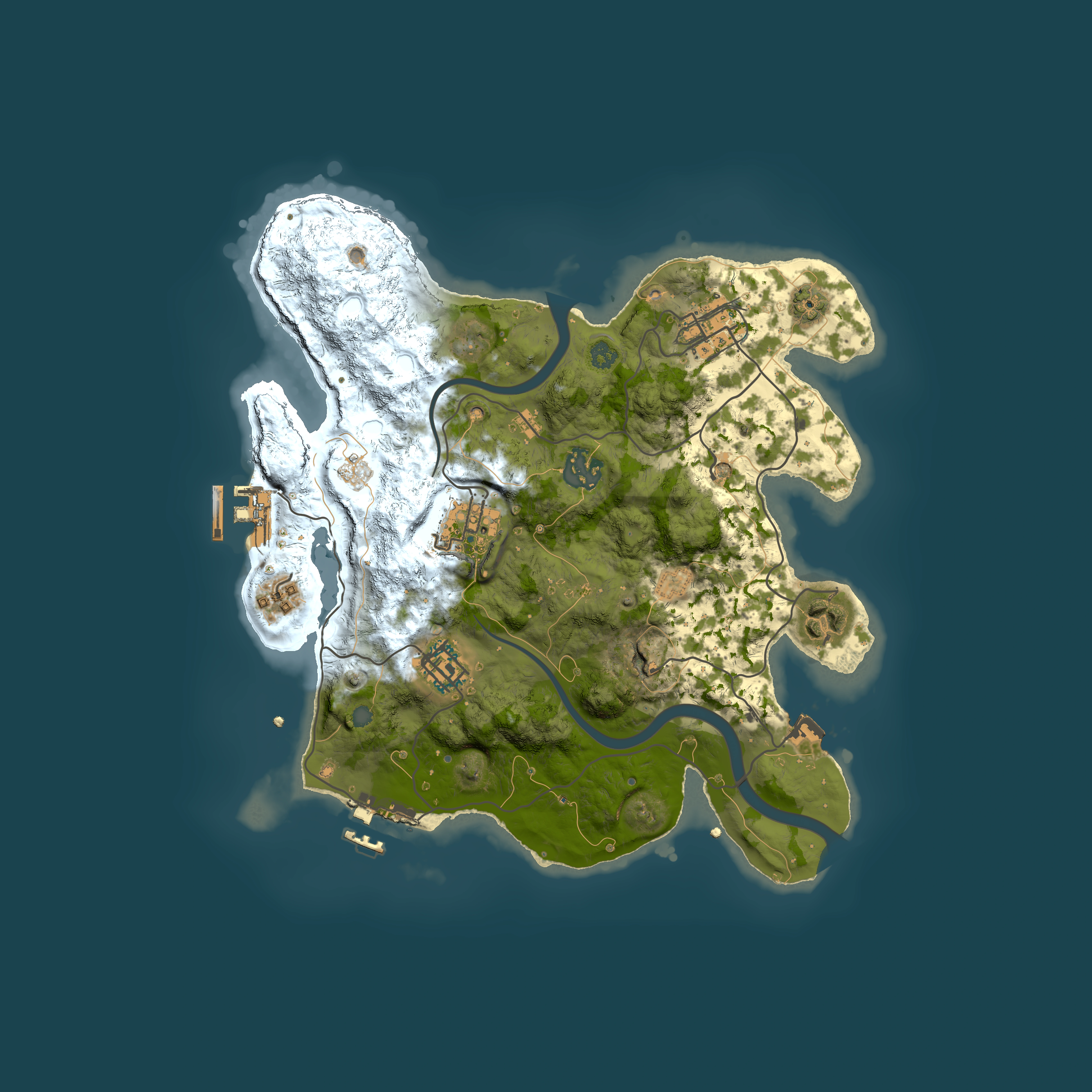 Full top-down render of Rust map seed 631757571, 3000x3000m