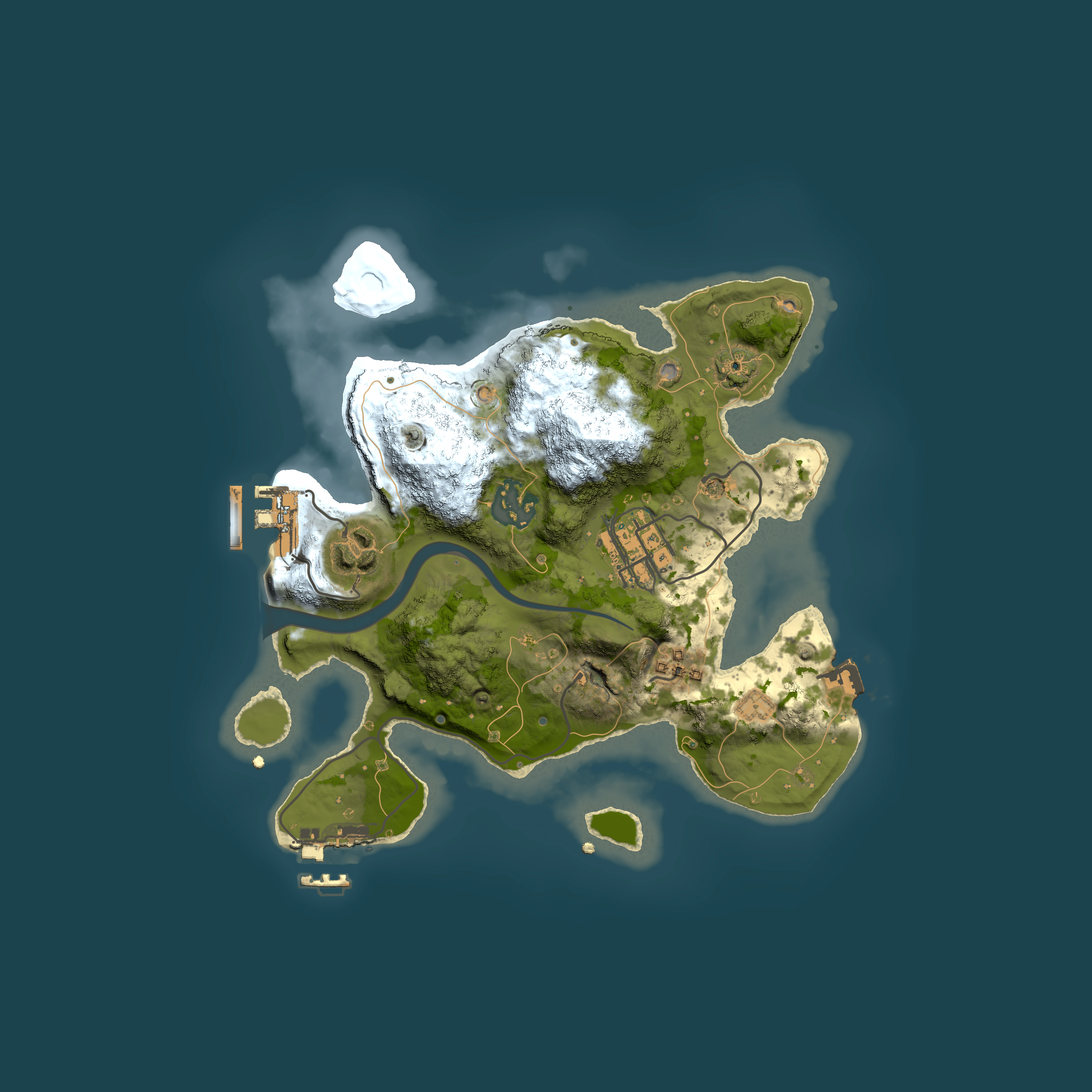 Full top-down render of Rust map seed 1564812046, 2500x2500m