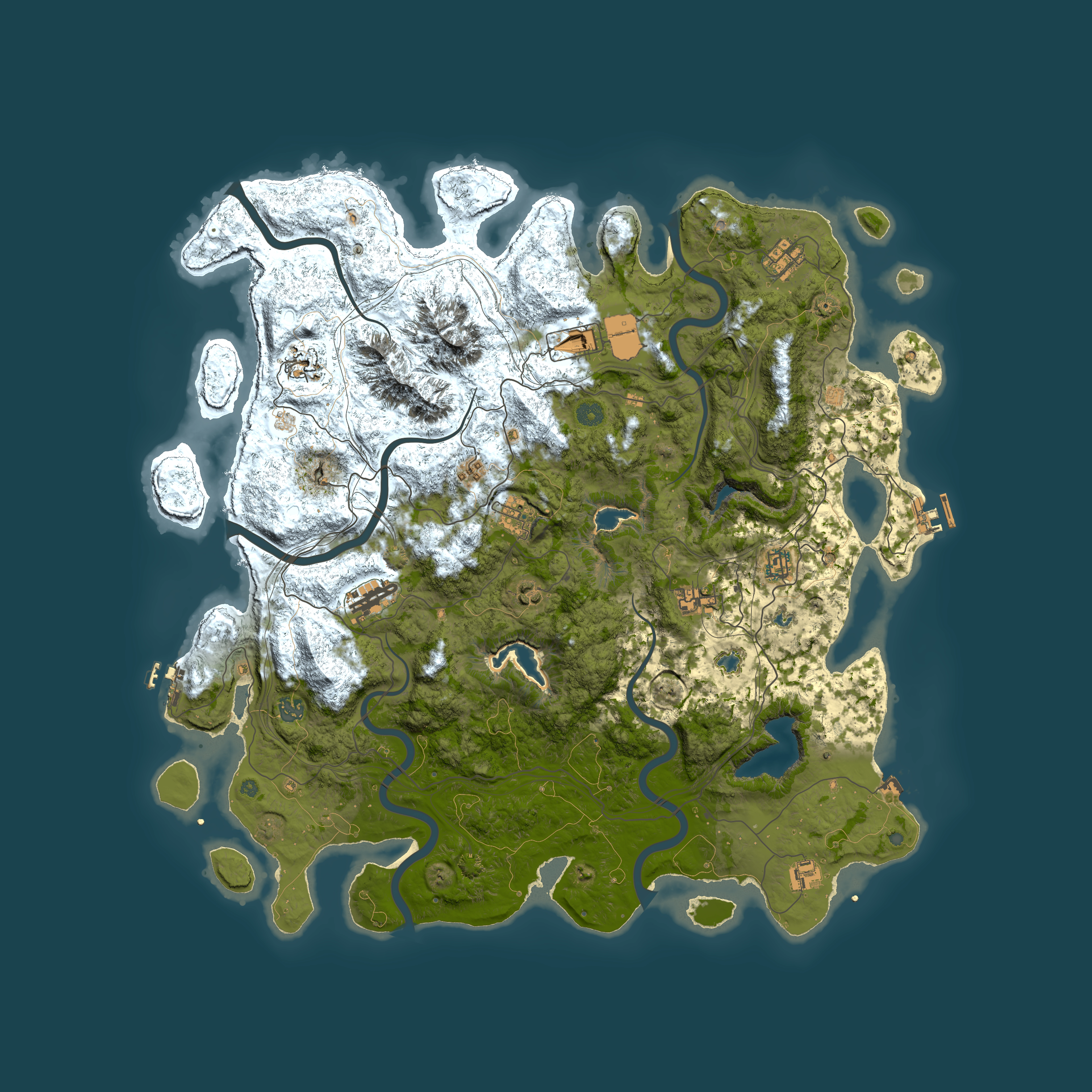 Full top-down render of Rust map seed 960823012, 5000x5000m