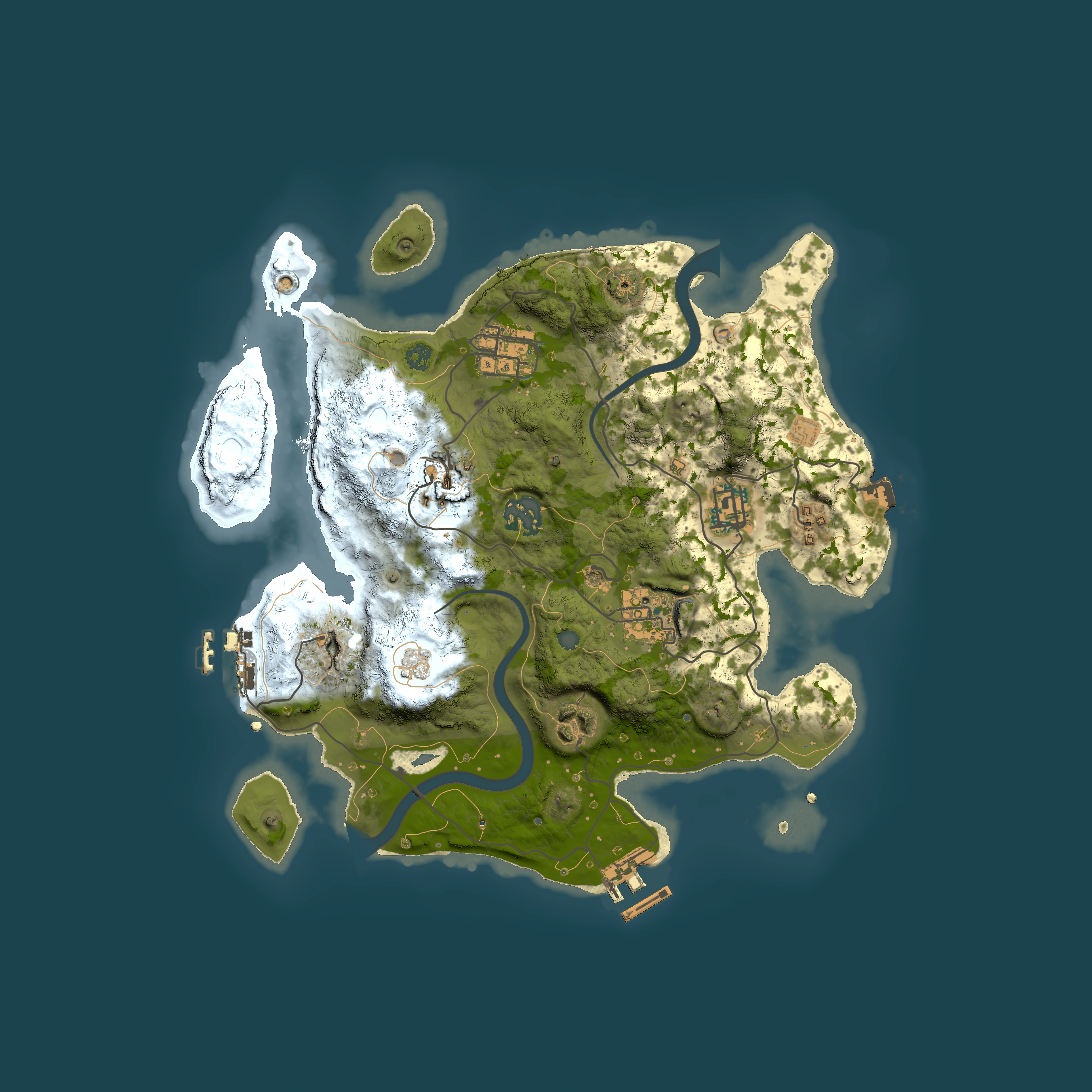 Full top-down render of Rust map seed 227845510, 3000x3000m
