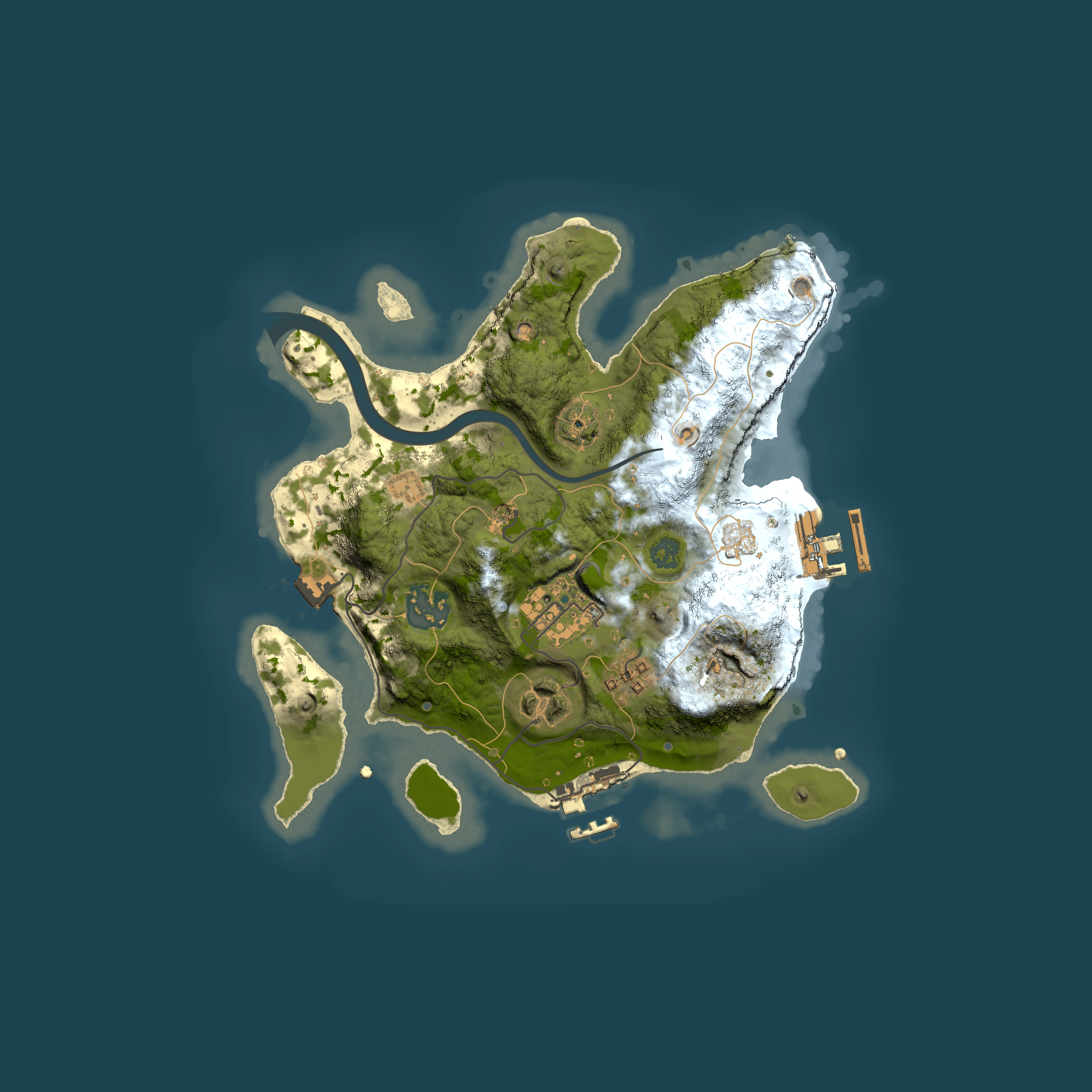 Full top-down render of Rust map seed 1492590076, 2500x2500m