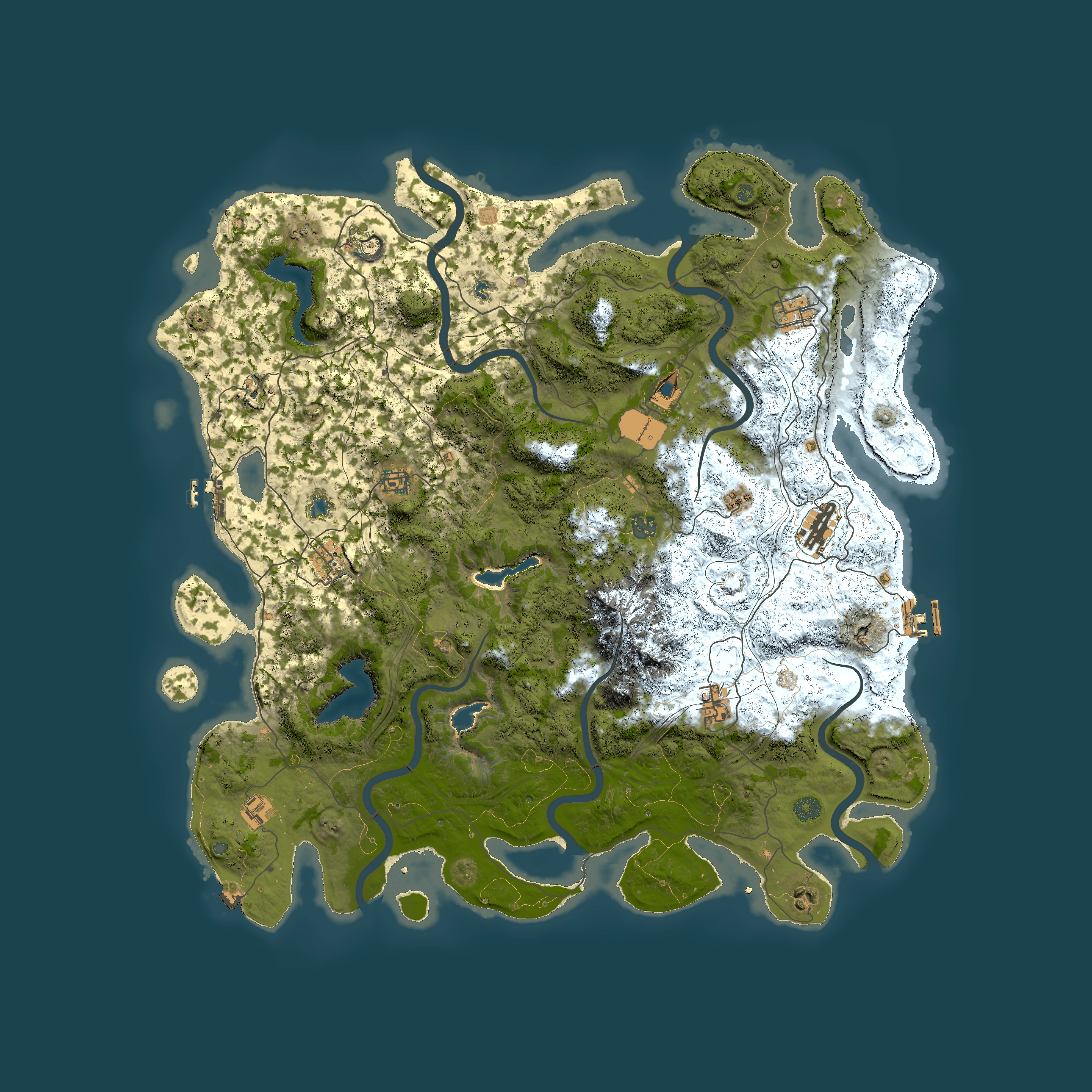 Full top-down render of Rust map seed 777908277, 5000x5000m