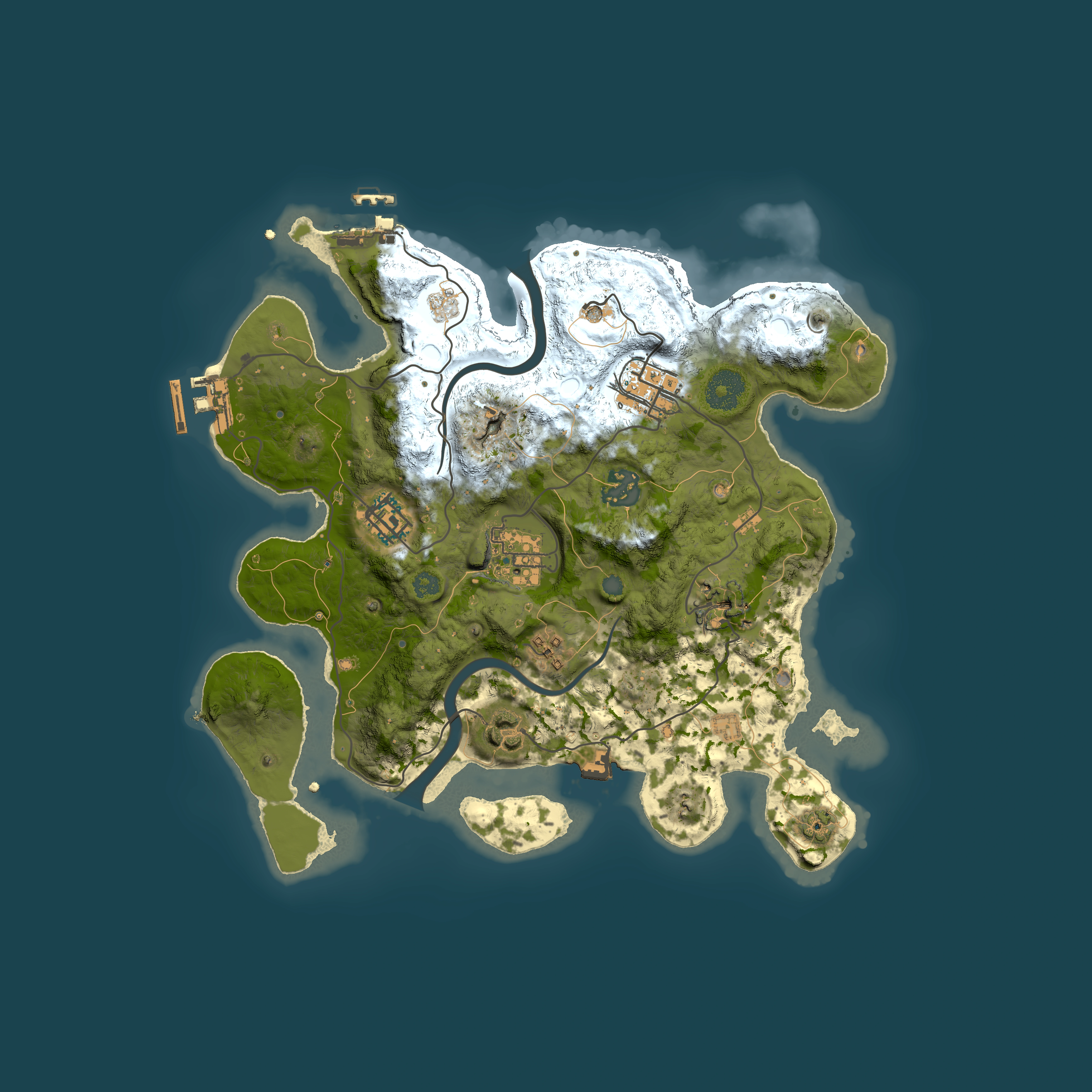Full top-down render of Rust map seed 1441342872, 3000x3000m