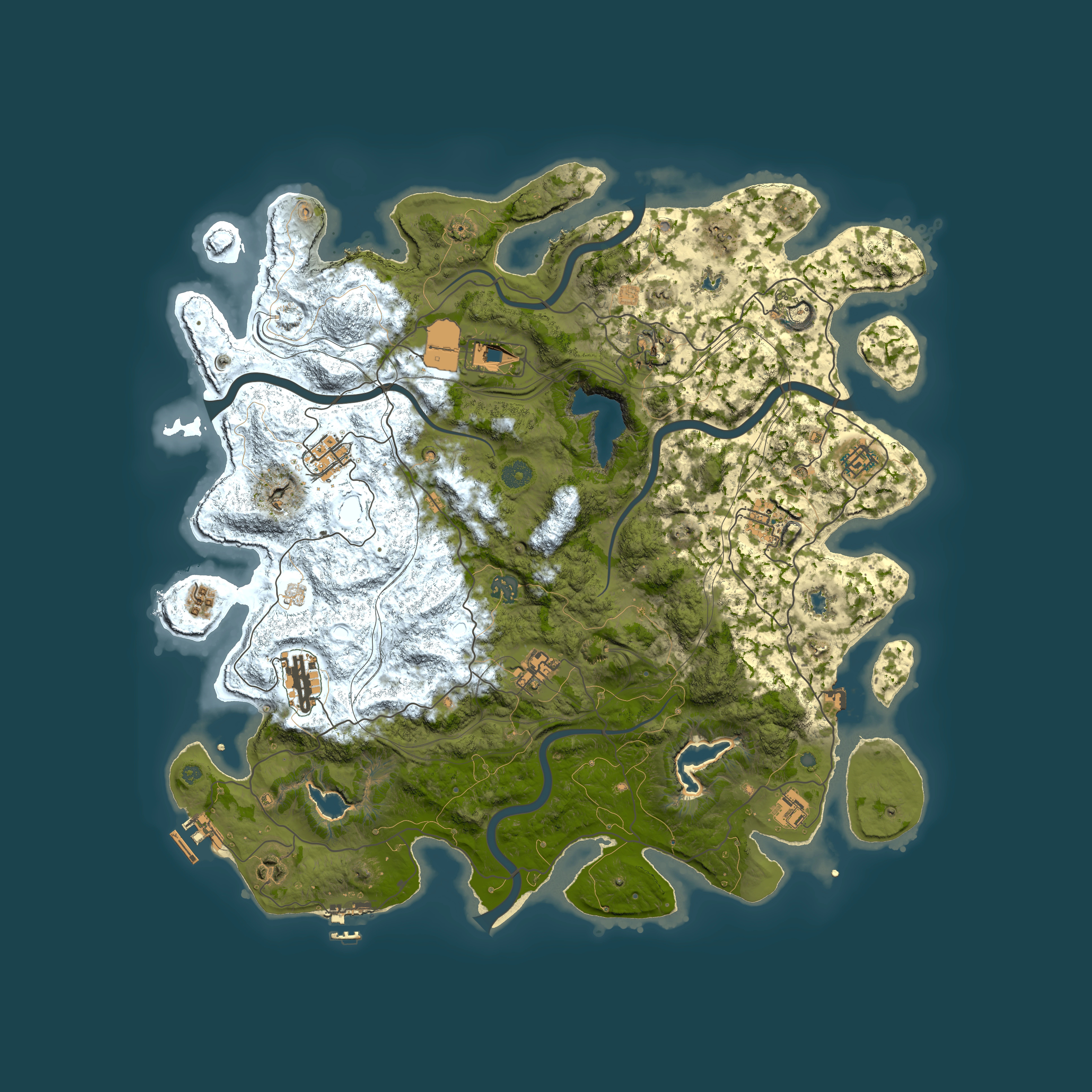 Full top-down render of Rust map seed 1545670493, 4500x4500m